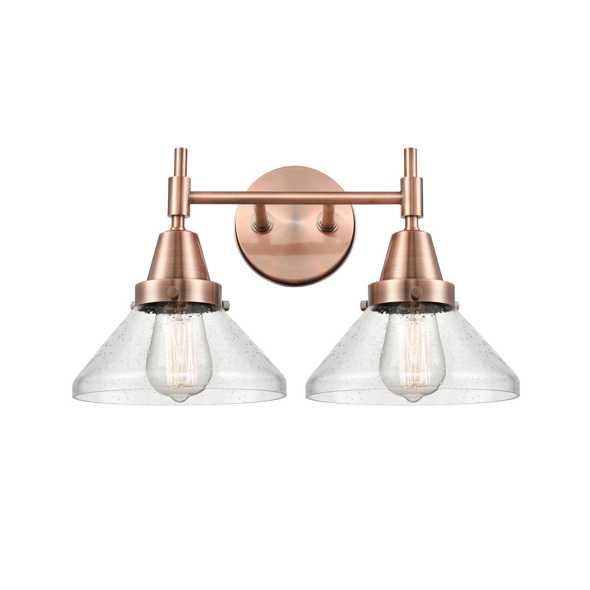 Shown in Antique Copper finish and Seedy Caden glass