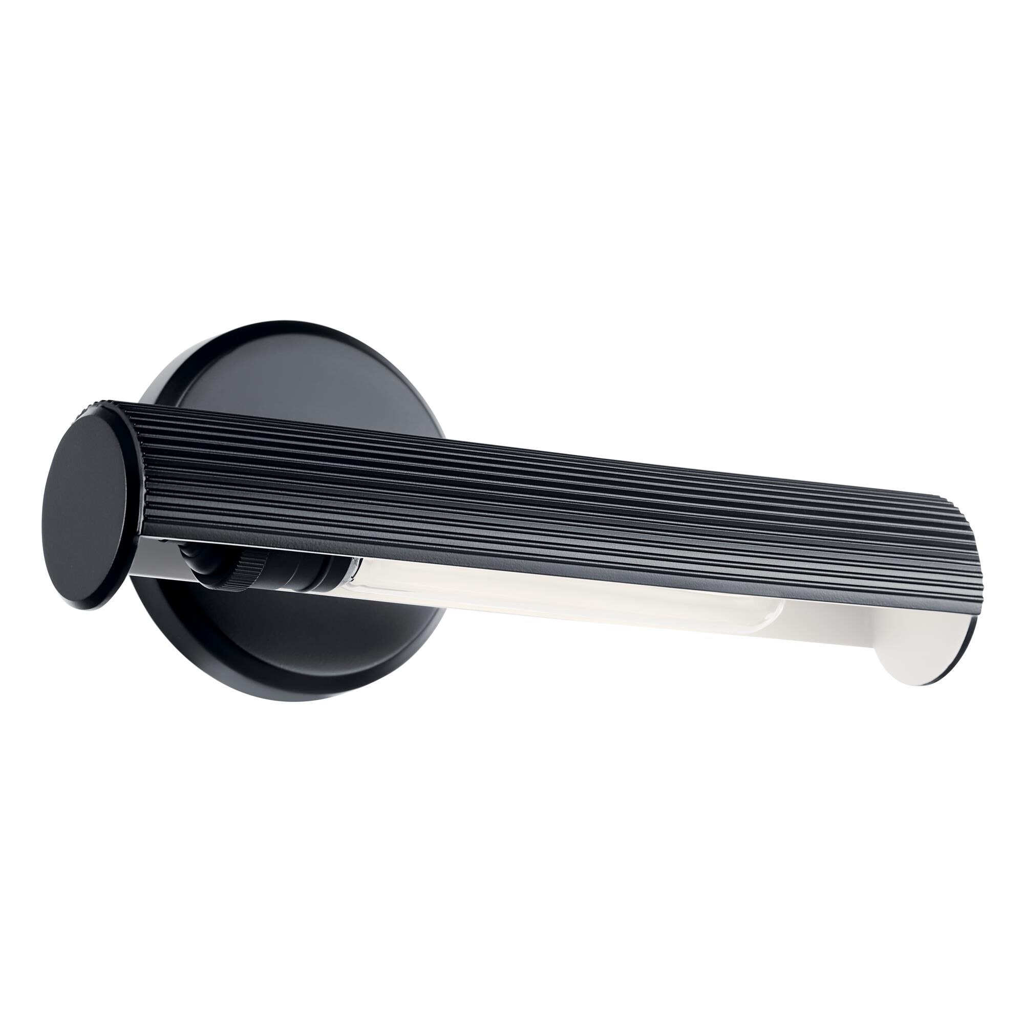 Shown in Black finish and Metal,Cylinder,Ribbed shade