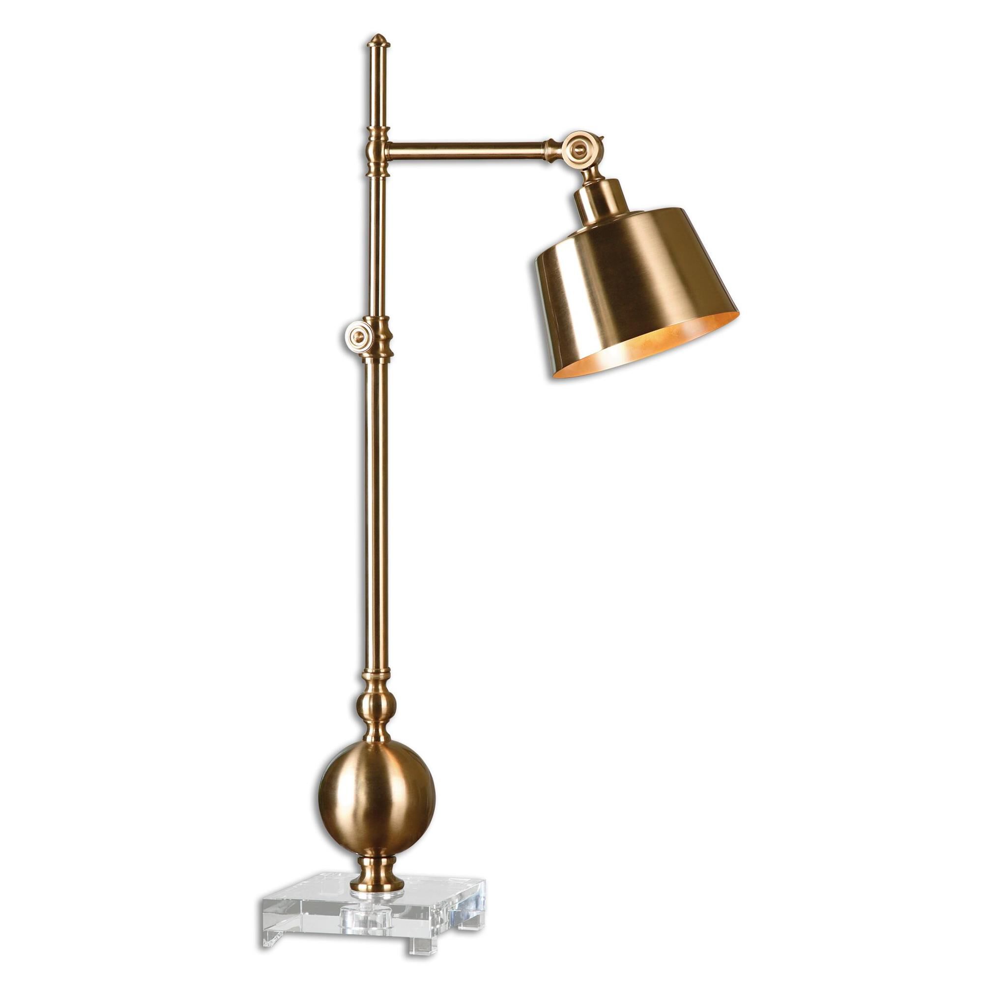 Shown in Brushed Brass finish and Thick Crystal Foot accent