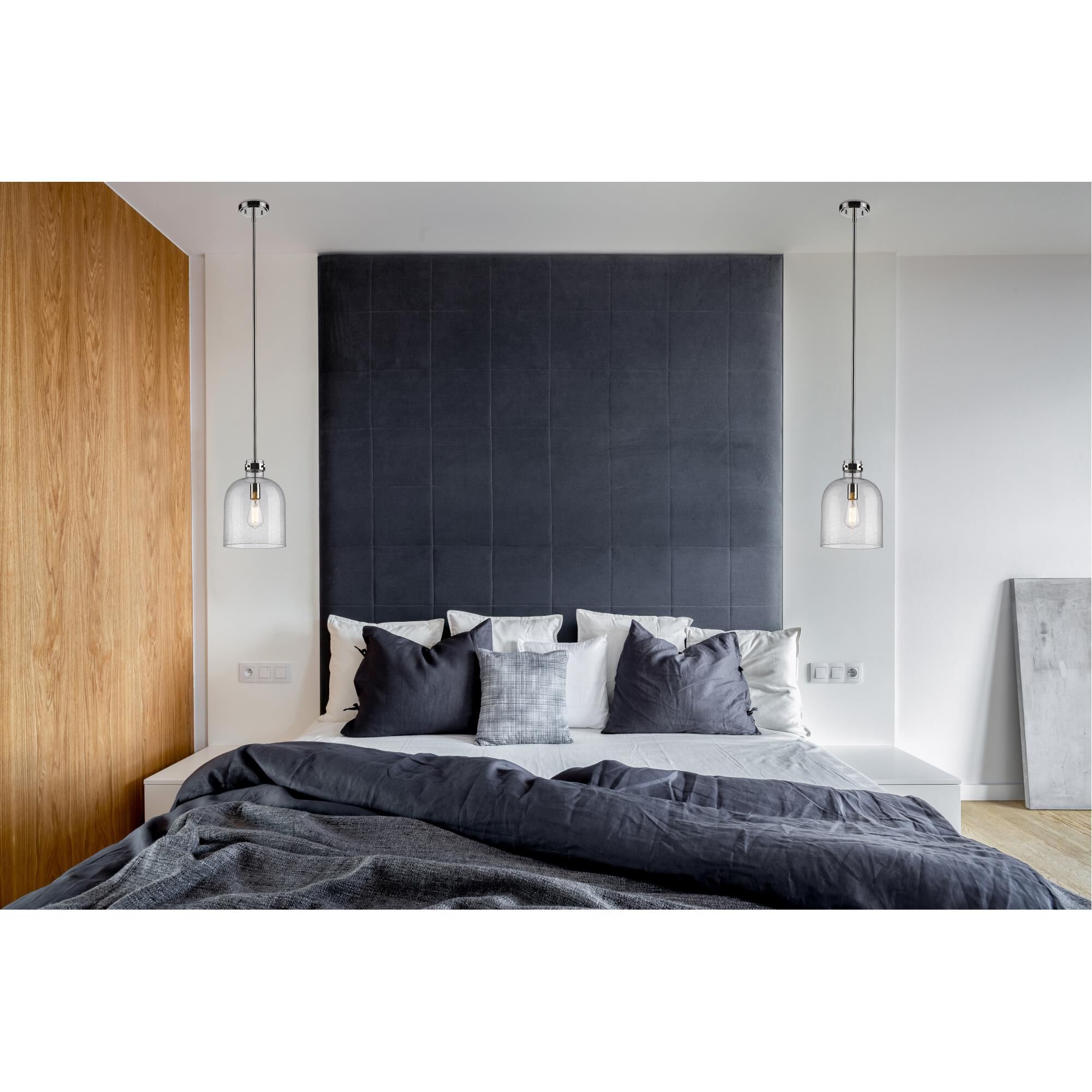 Shown in Polished Nickel finish and Clear Seedy glass and No Shade shade