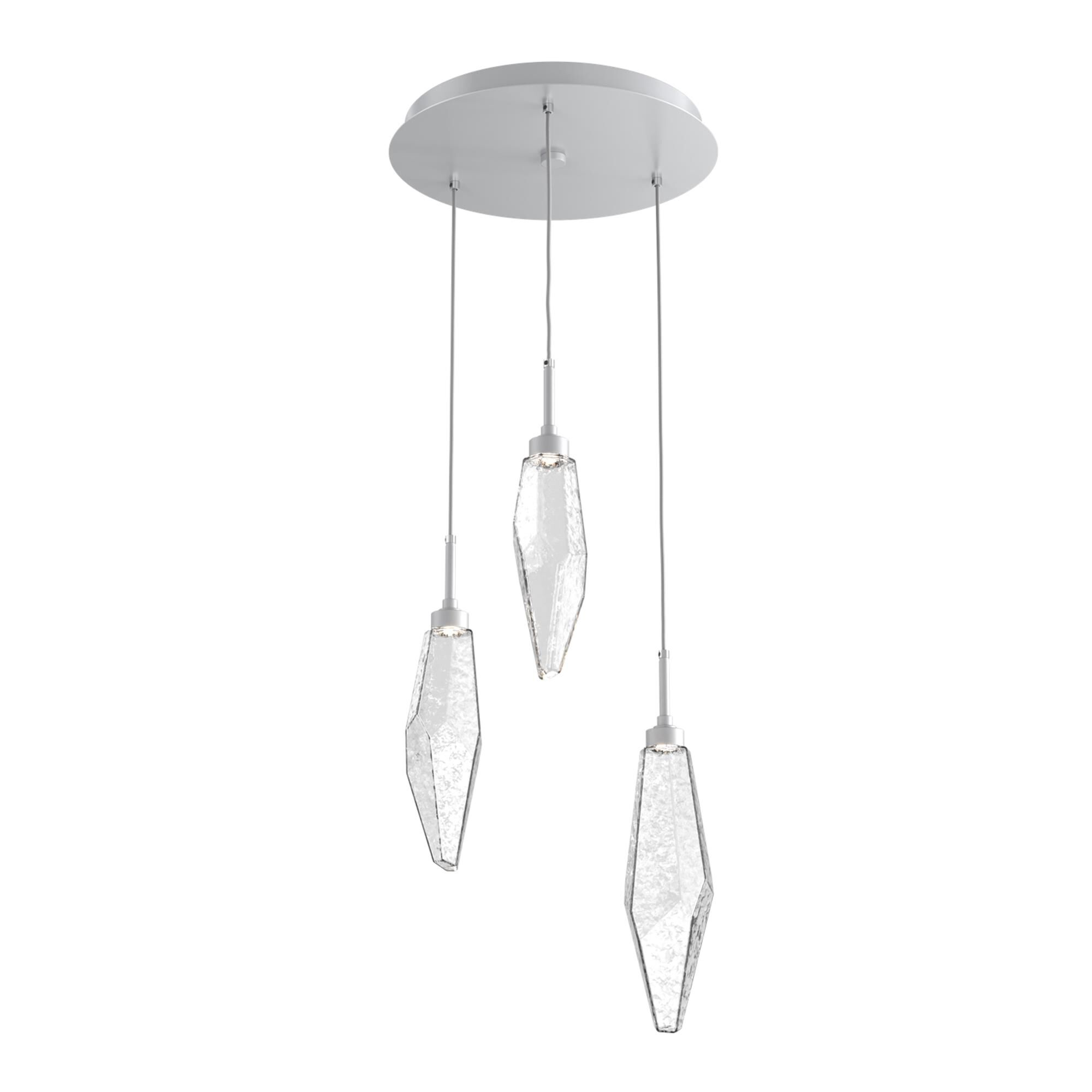 Shown in Classic Silver finish and Chilled Blown And Clear glass
