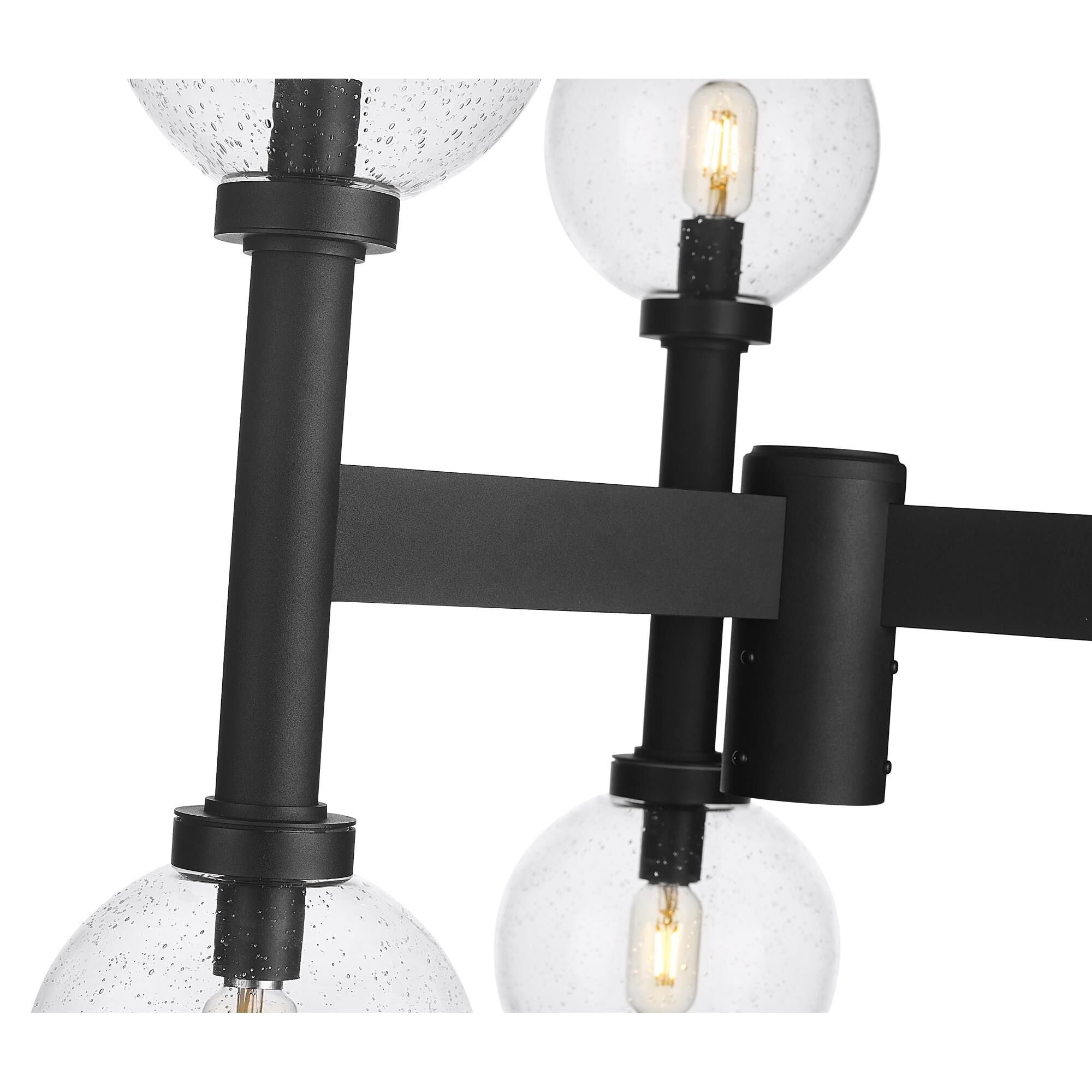 Shown in Black finish and Clear Seedy glass