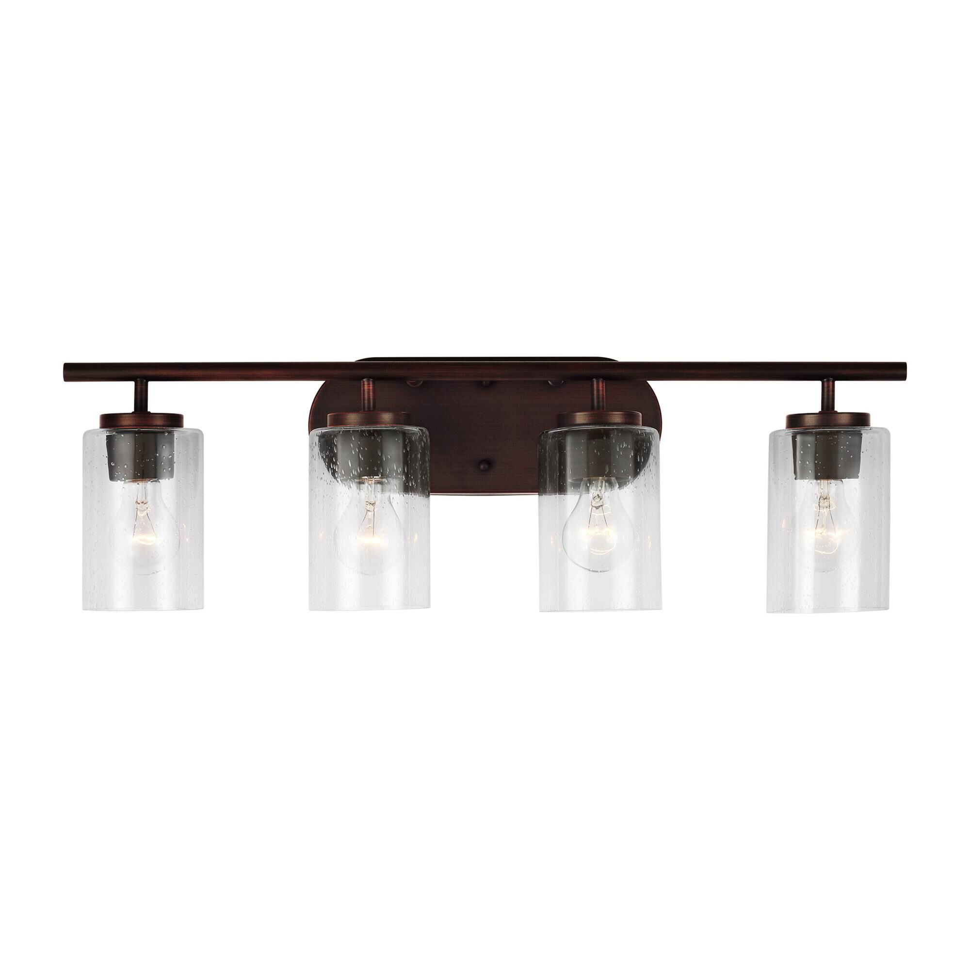 Shown in Bronze finish and Clear Seeded glass