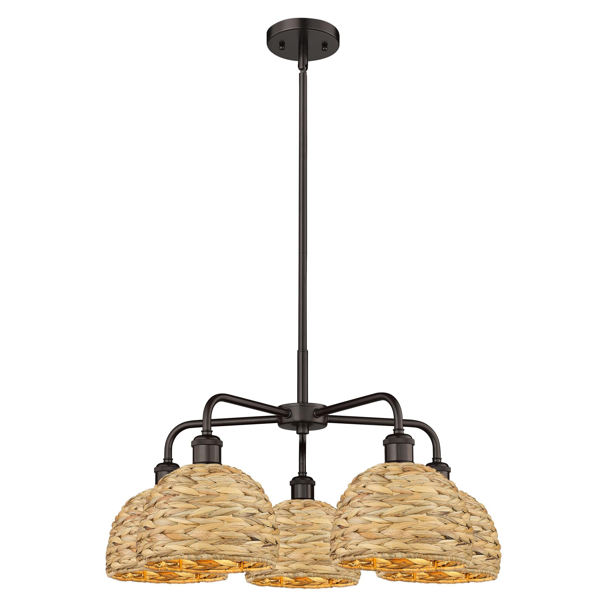 Bruno Marashlian Woven Rattan 27 Inch Chandelier by Innovations Lighting