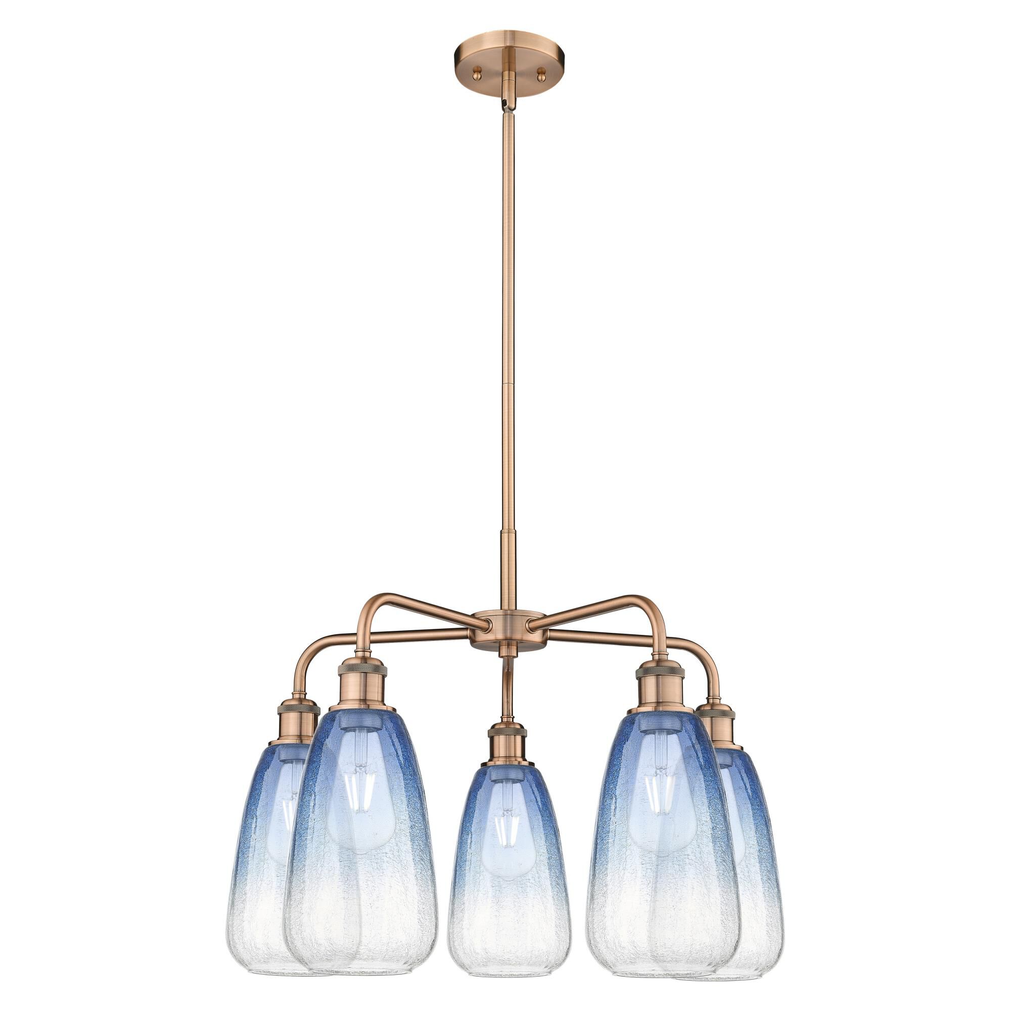 Shown in Antique Copper finish and Sapphire Blue glass