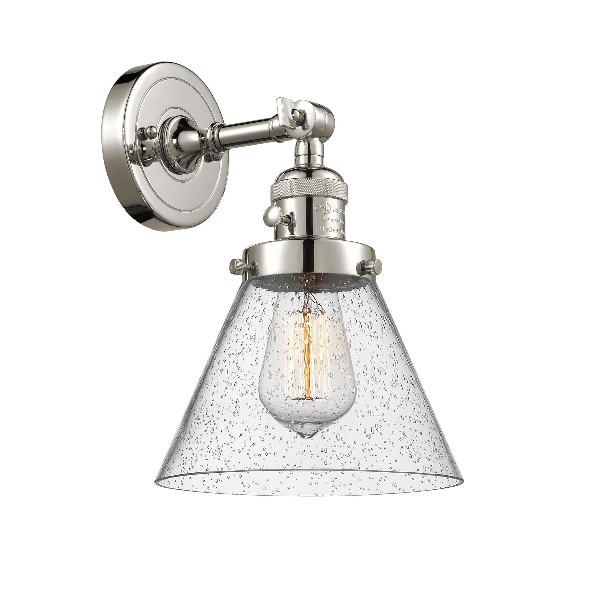 Shown in Polished Nickel finish and Seedy glass