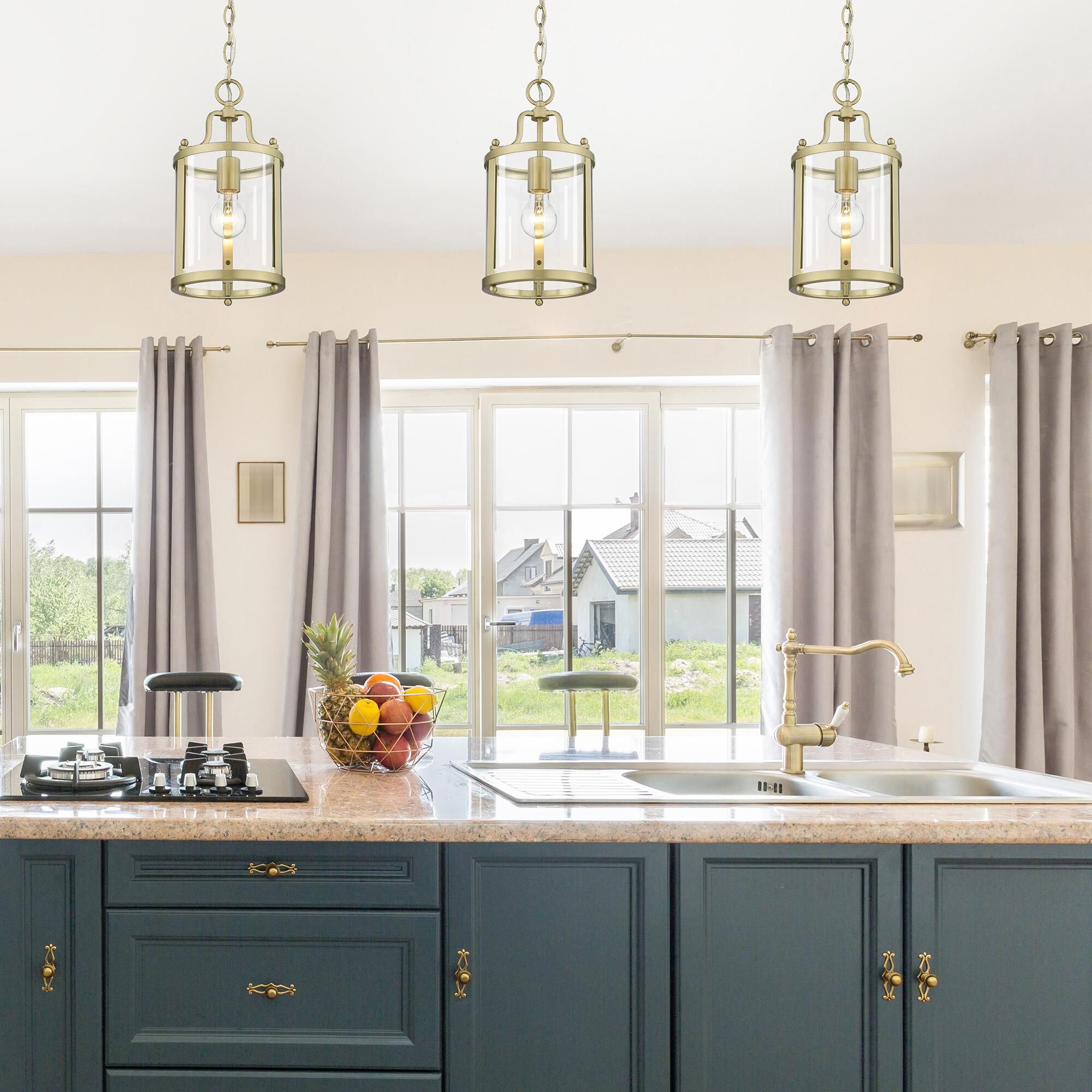 Shown in Brushed Champagne Bronze finish and Clear glass