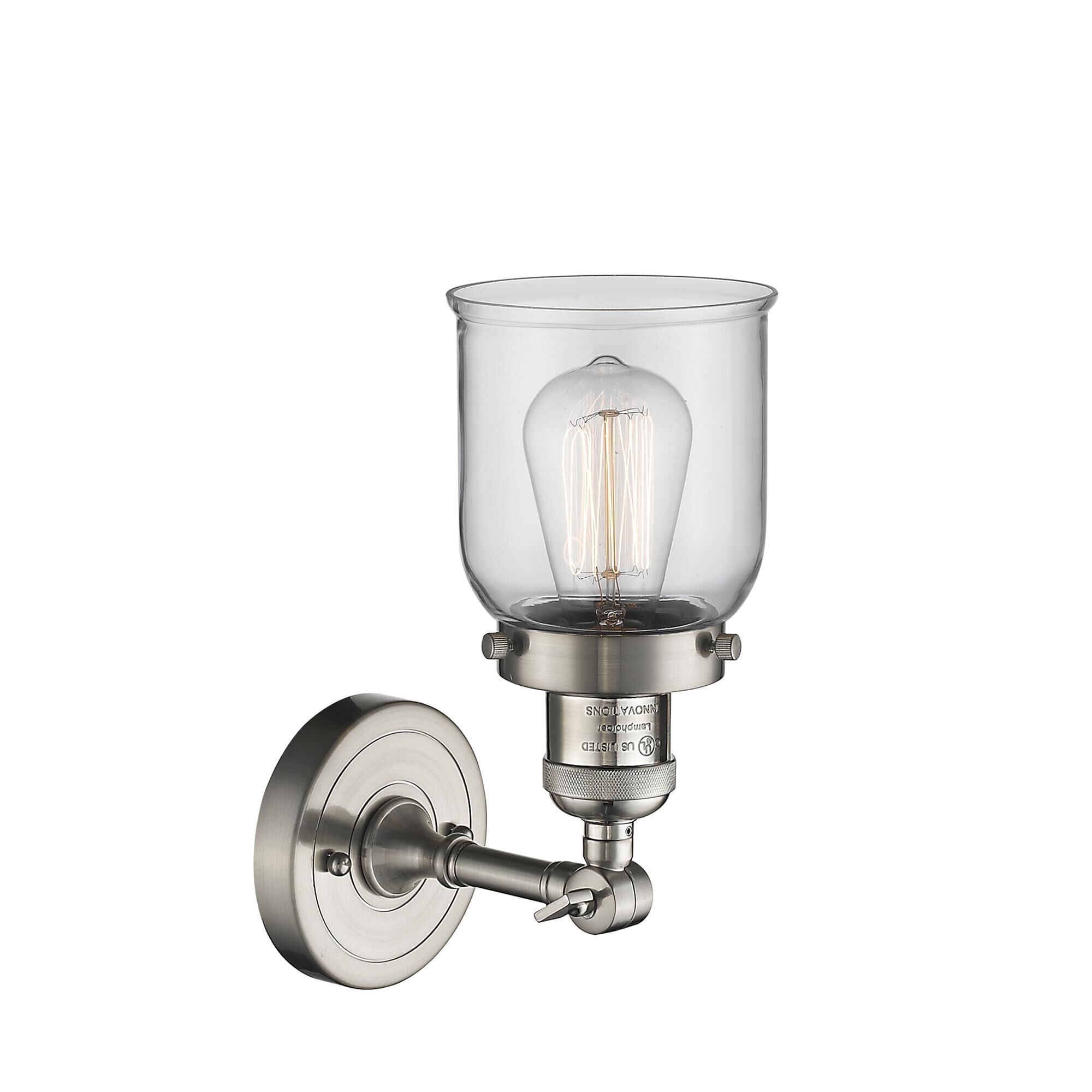 Shown in Brushed Satin Nickel finish and Clear glass
