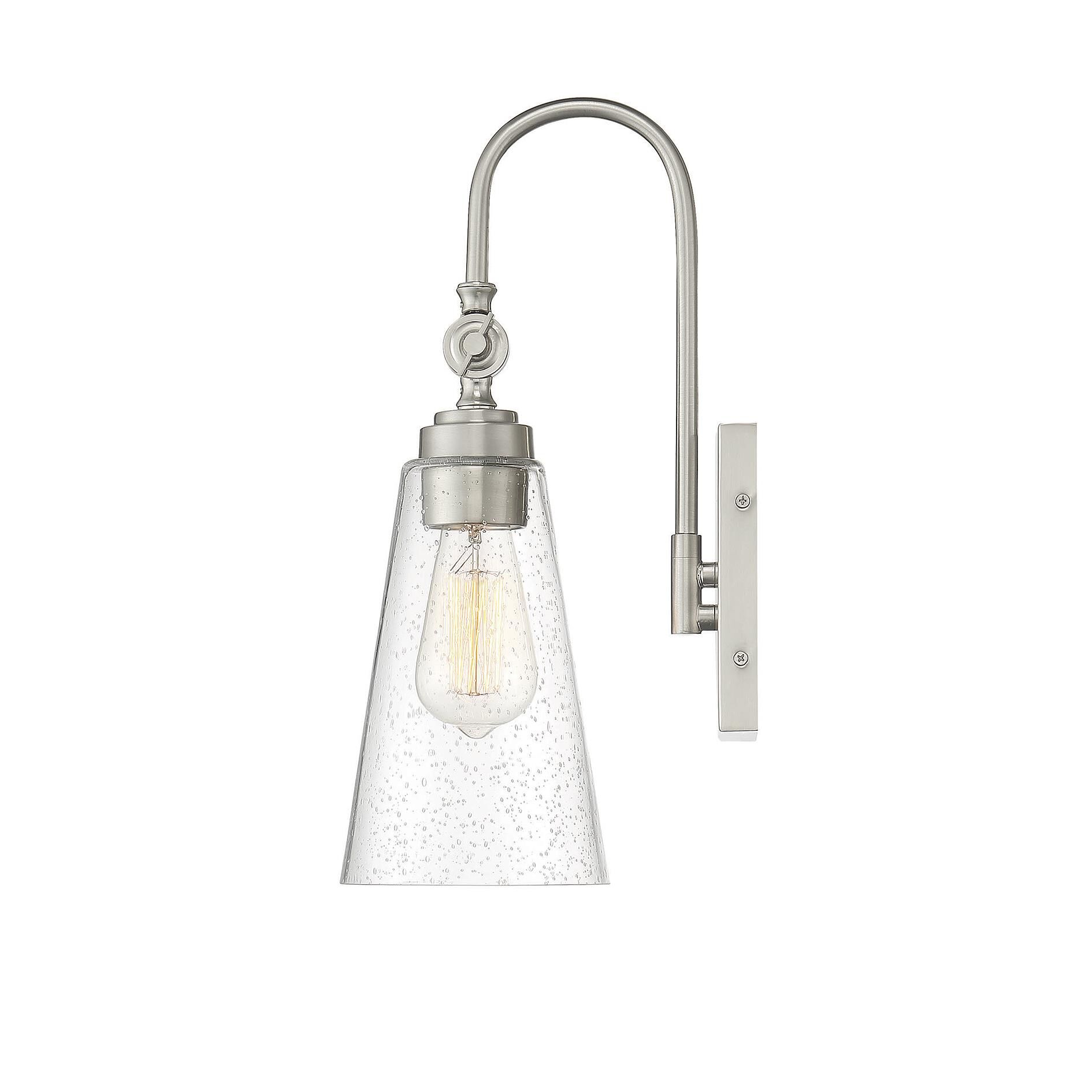 Shown in Satin Nickel finish and Clear Seeded glass