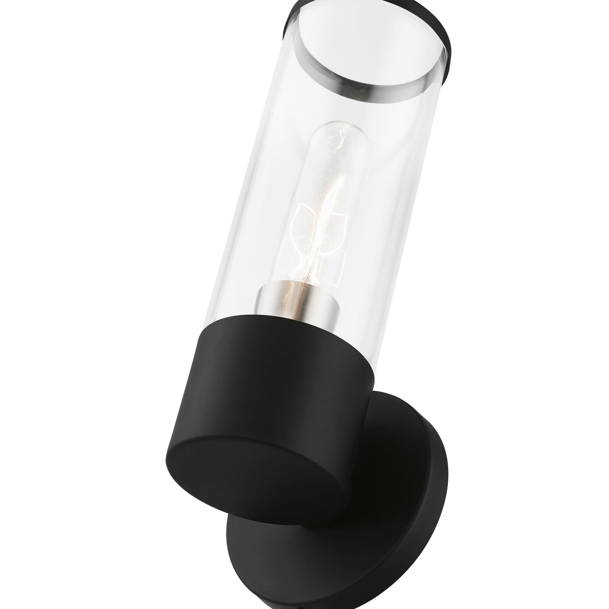 Shown in Black with Brushed Nickel Accent finish and Clear glass