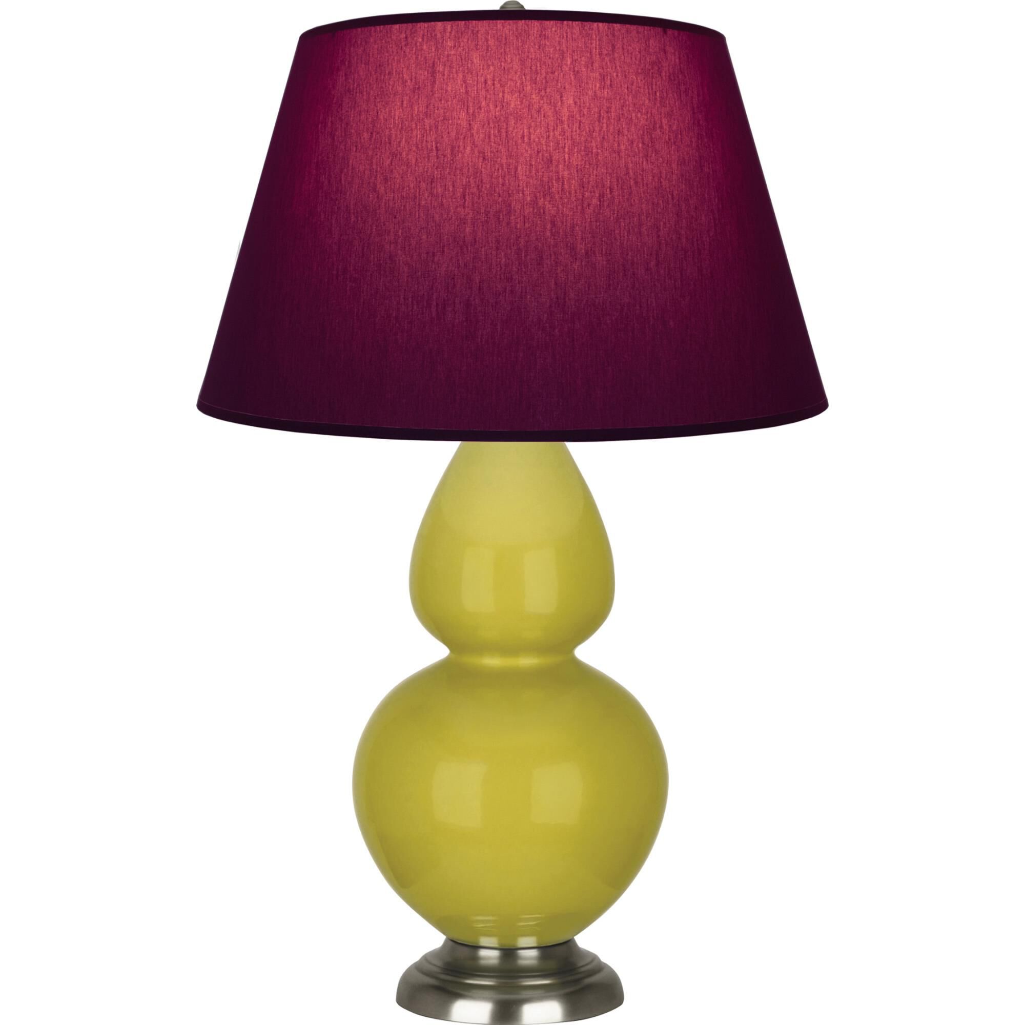 Shown in Citron finish and Plum and Lavender shade and Antique Silver accent