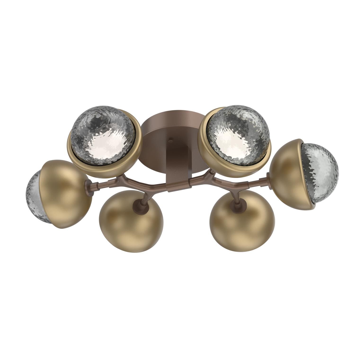 Shown in Burnished Bronze finish and Smoke glass and Gilded Brass accent