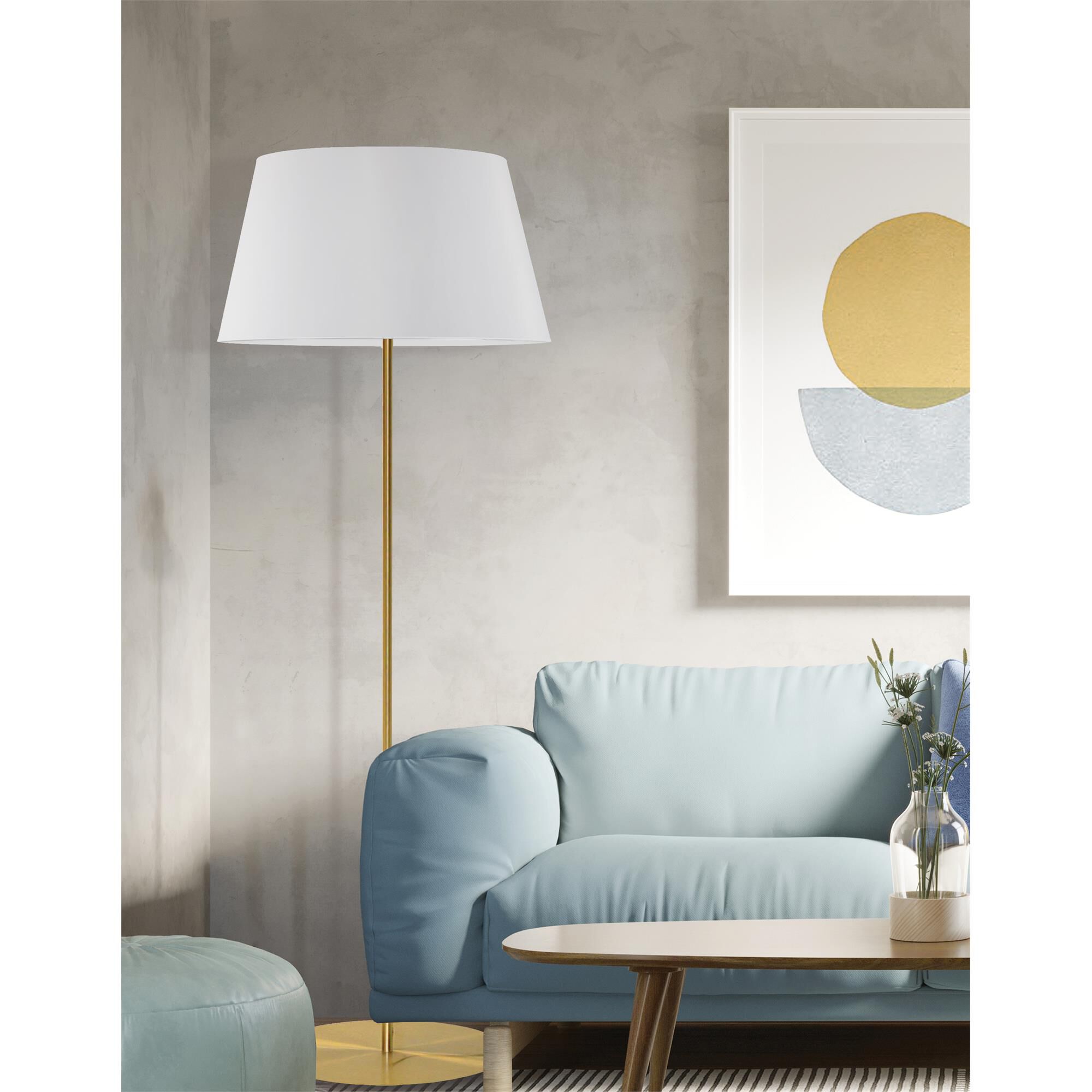 Shown in Aged Brass finish and White shade