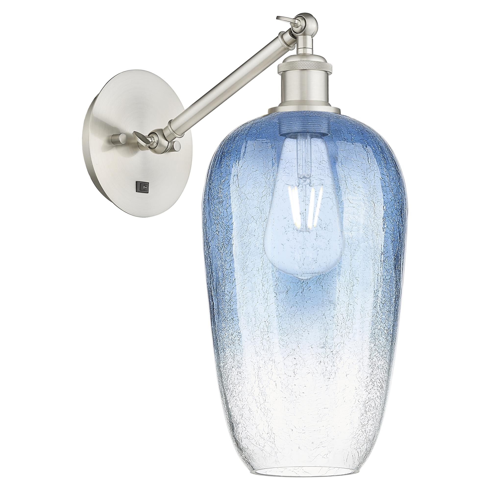 Shown in Brushed Satin Nickel finish and Sapphire Blue glass