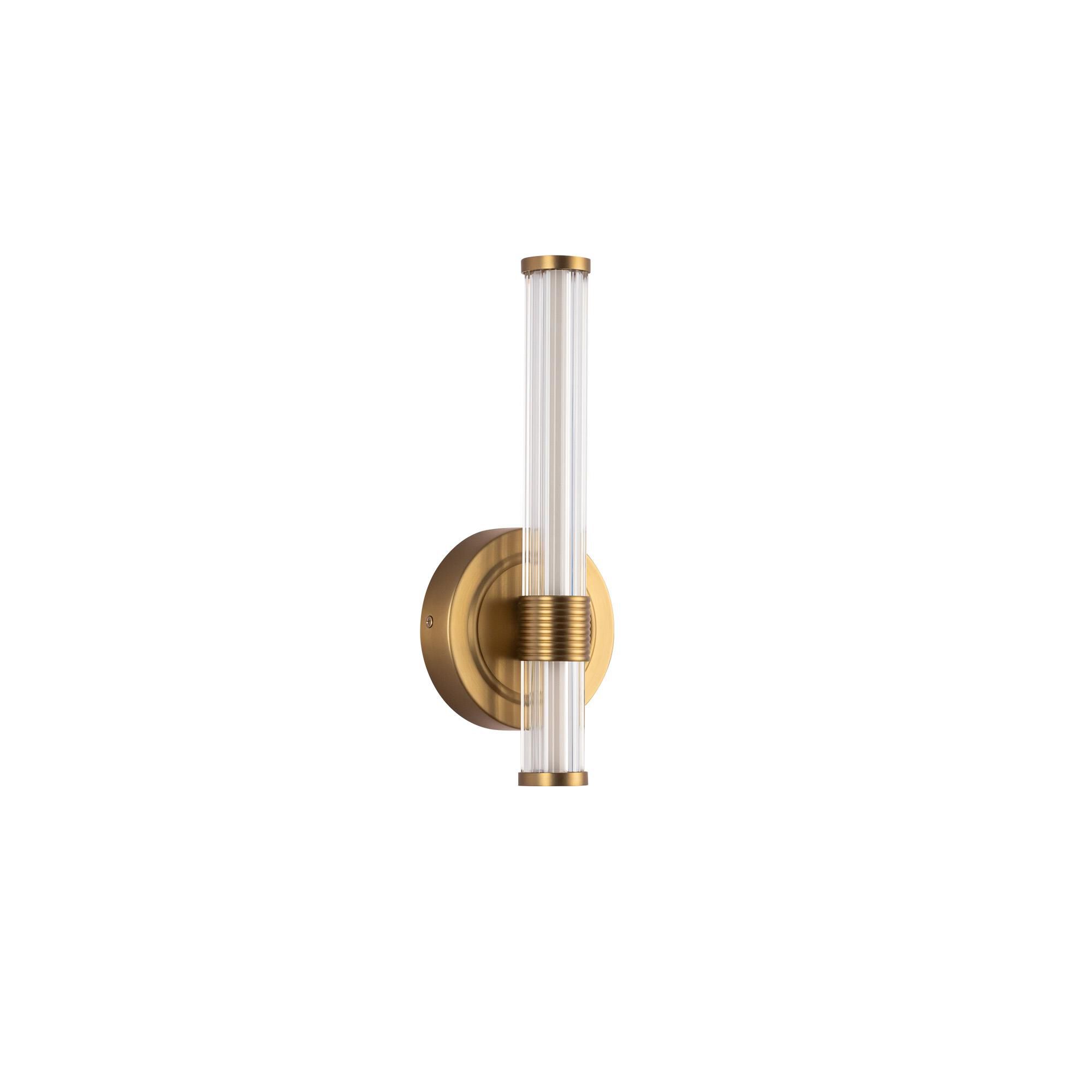 Shown in Brushed Gold finish and Clear Ribbed Acrylic Diffuser glass