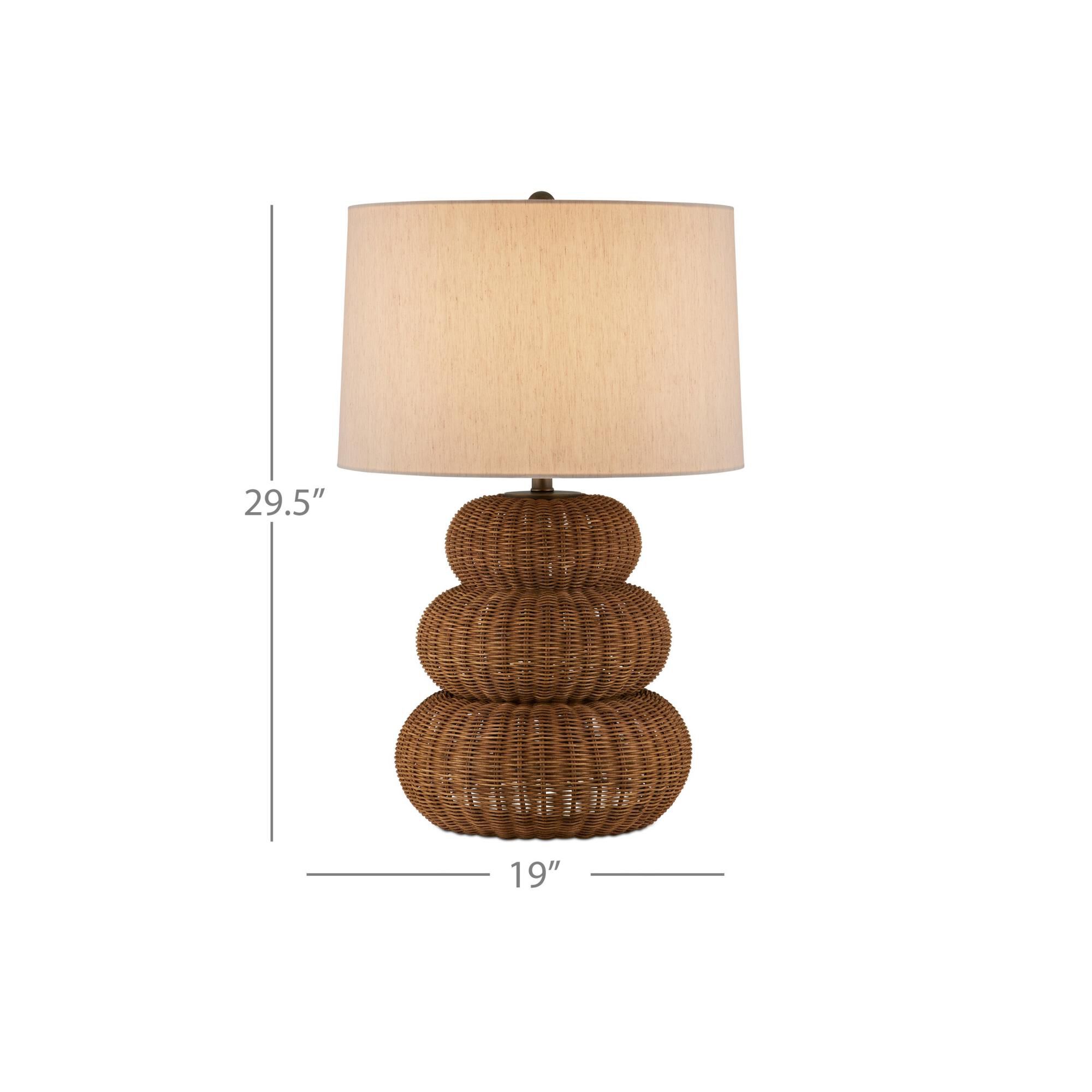 Shown in Dark Brown and Antique Brass finish and Natural Linen shade
