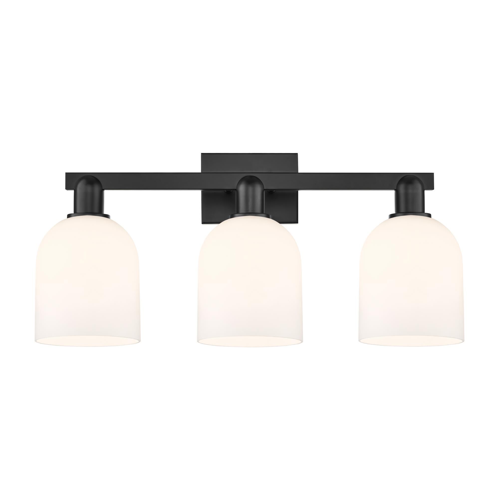 Shown in Matte Black finish and White glass