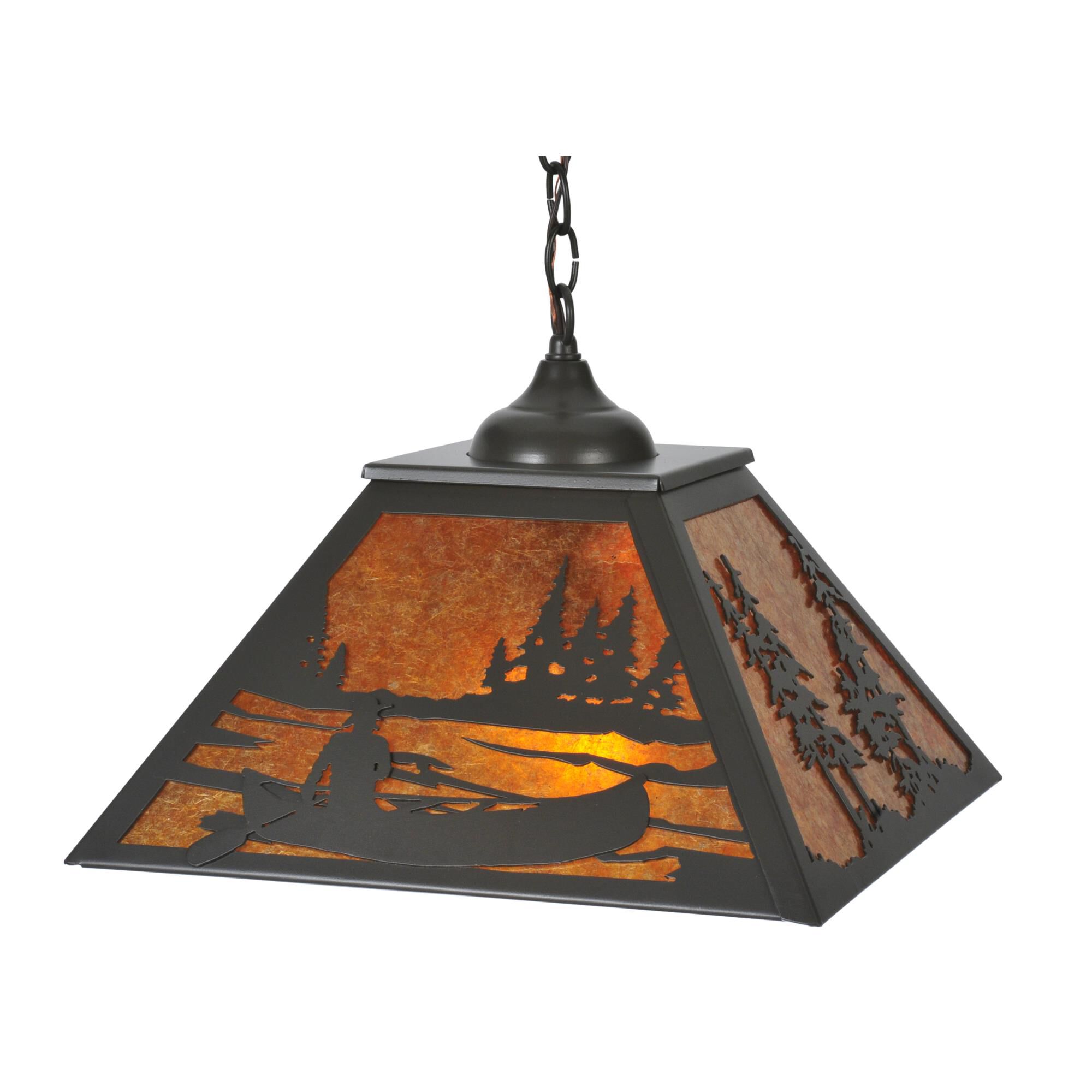 Shown in Timeless Bronze finish and Amber Mica glass