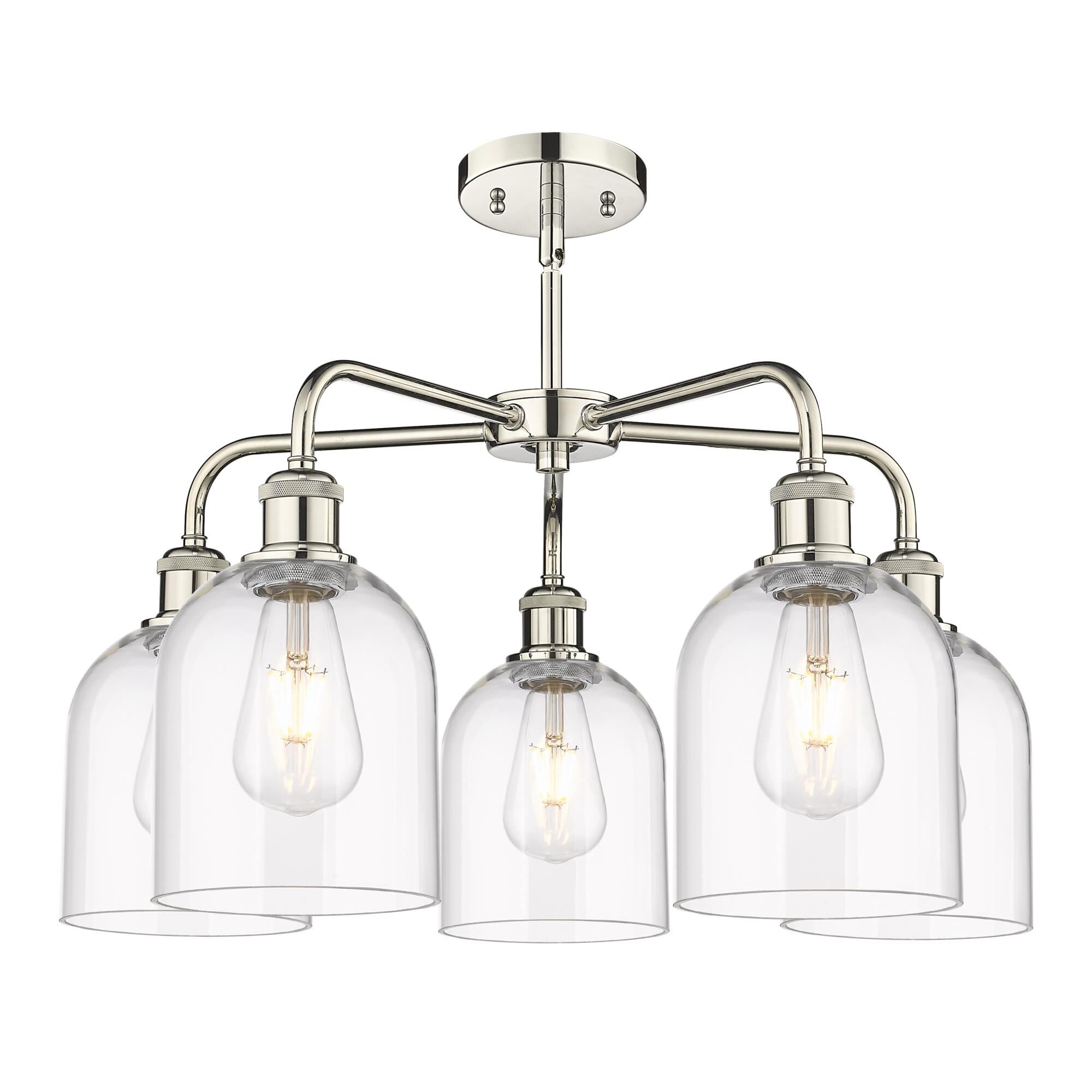 Shown in Polished Nickel finish and Clear glass