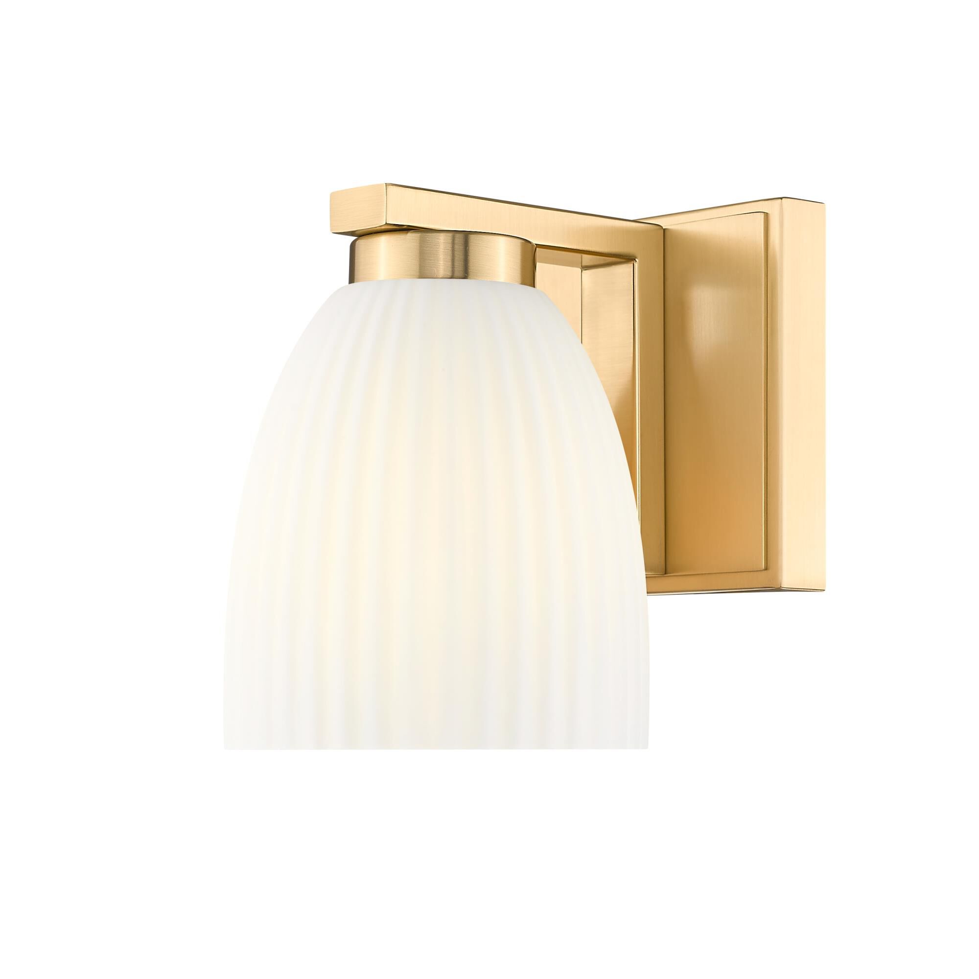 Shown in Modern Gold finish and Matte Opal glass and Matte Opal shade