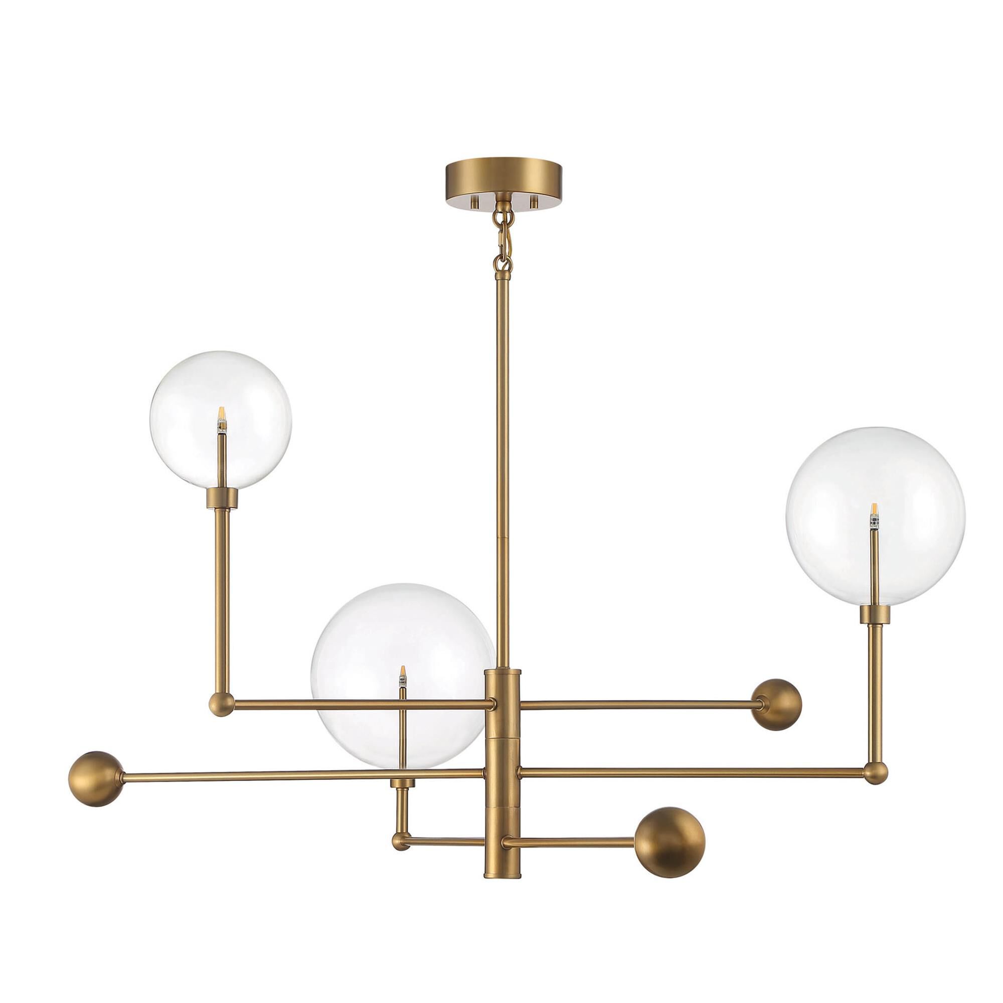 Shown in Natural Brass finish and Clear glass