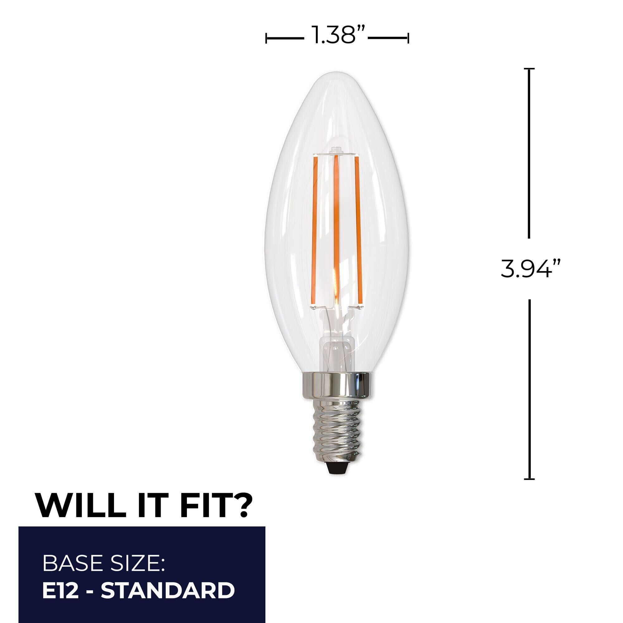 Candelabra Base E12 2700K LED Light Bulb,