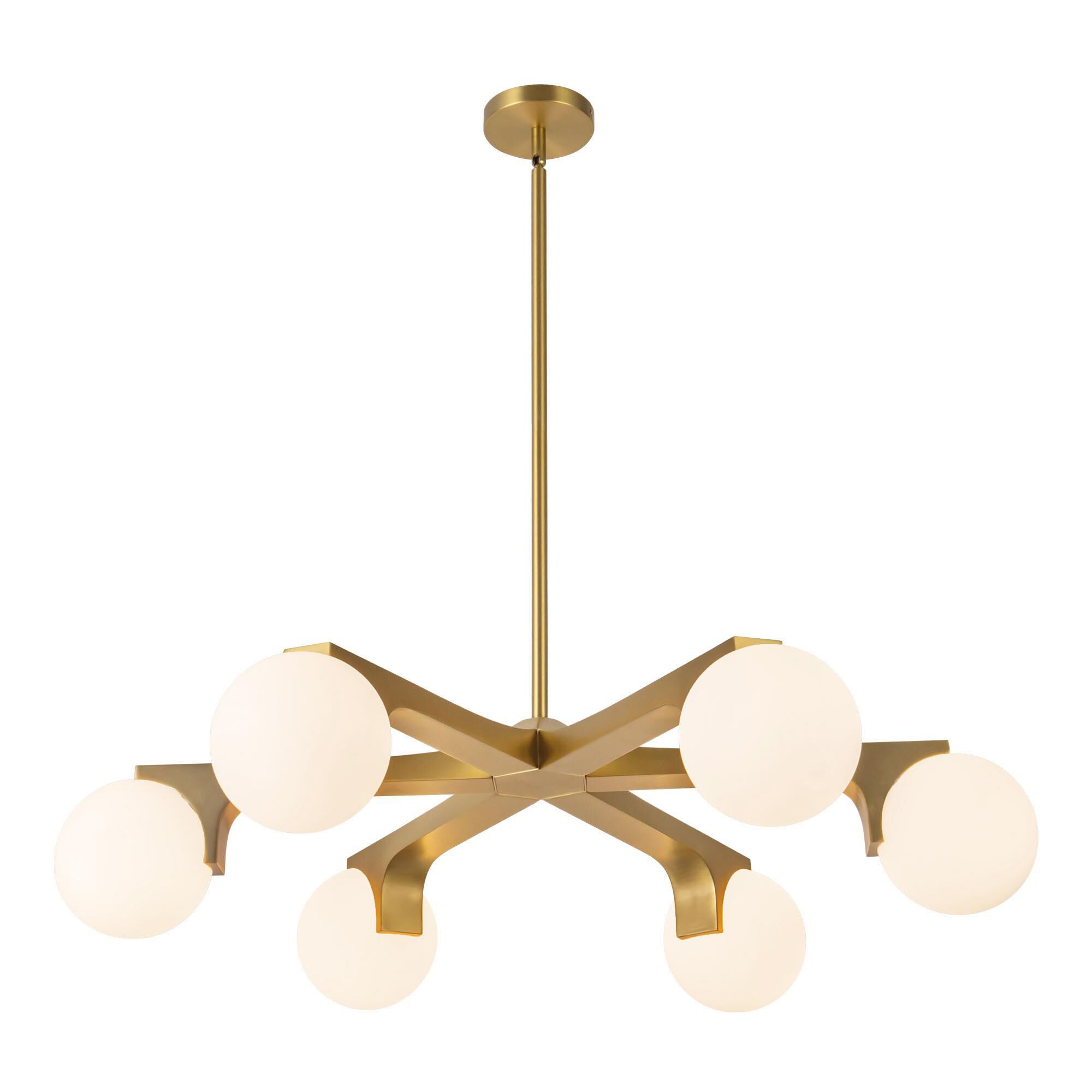 Shown in Brushed Gold finish and Matte Opal glass