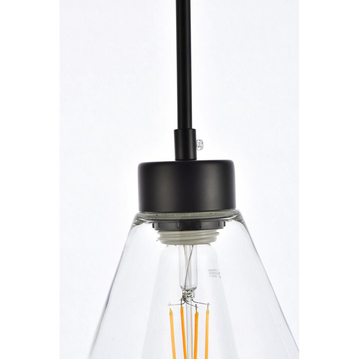 Shown in Black finish and Clear glass