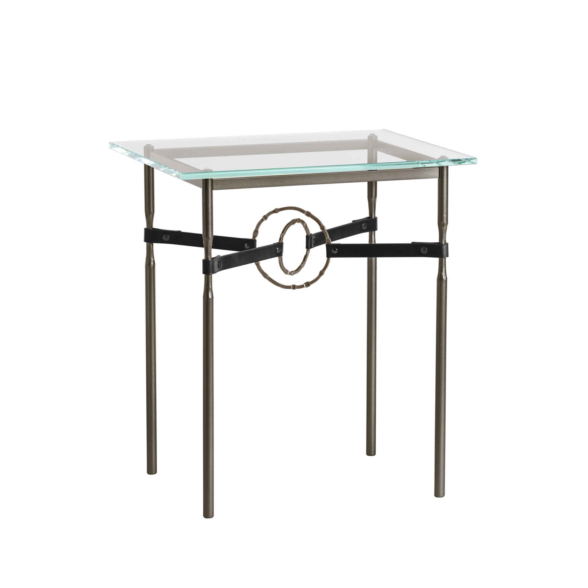 Shown in Oil Rubbed Bronze finish and Bronze Metal Detail with Black Leather accent