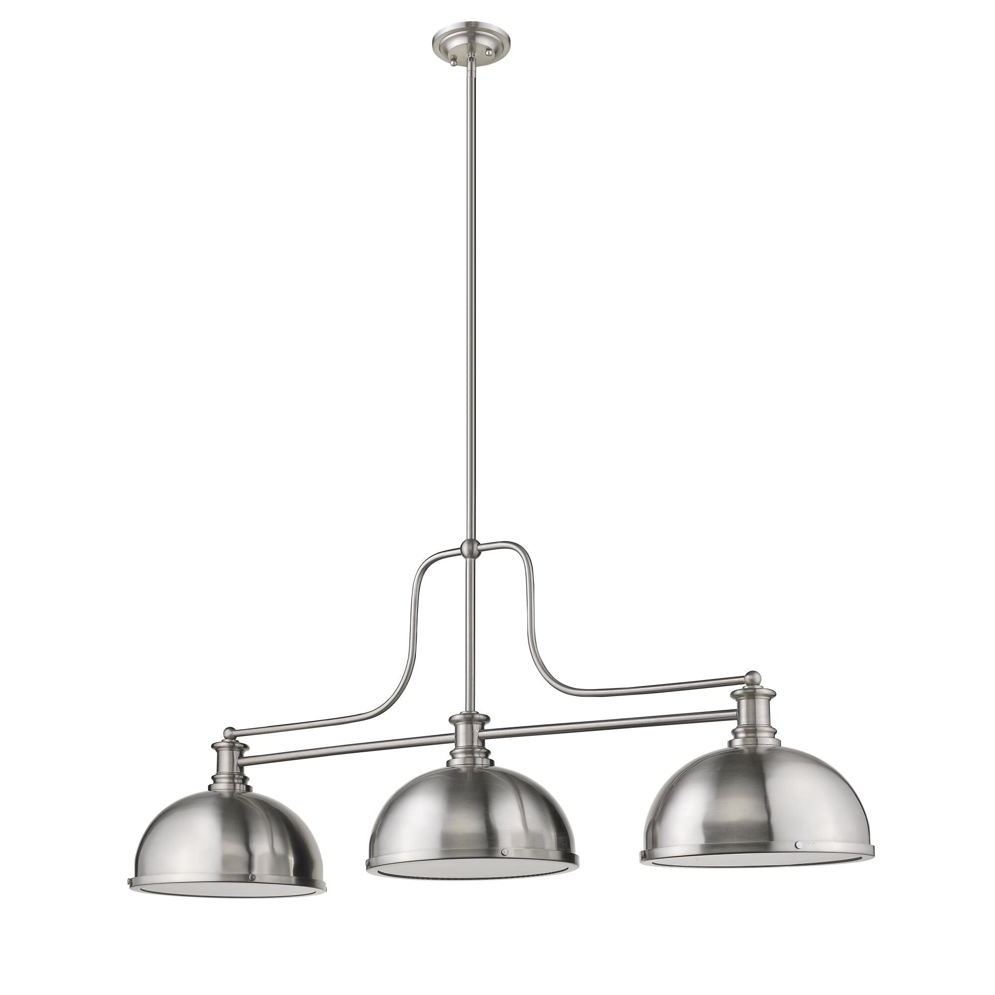 Shown in Brushed Nickel finish and Metal + glass and Metal + Glass shade