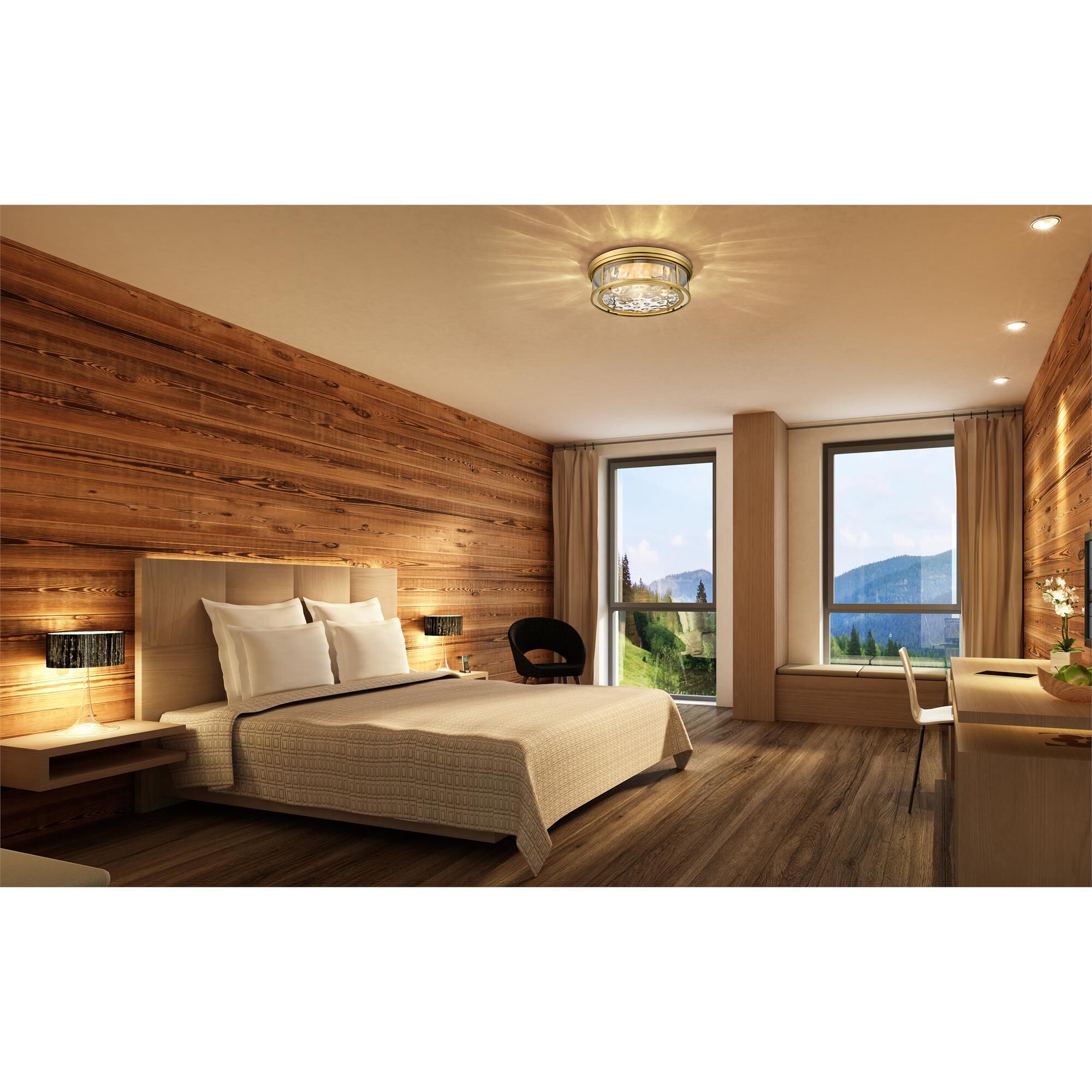 Shown in Rubbed Brass finish and Inner Clear Water and Outer Clear glass and No Shade shade