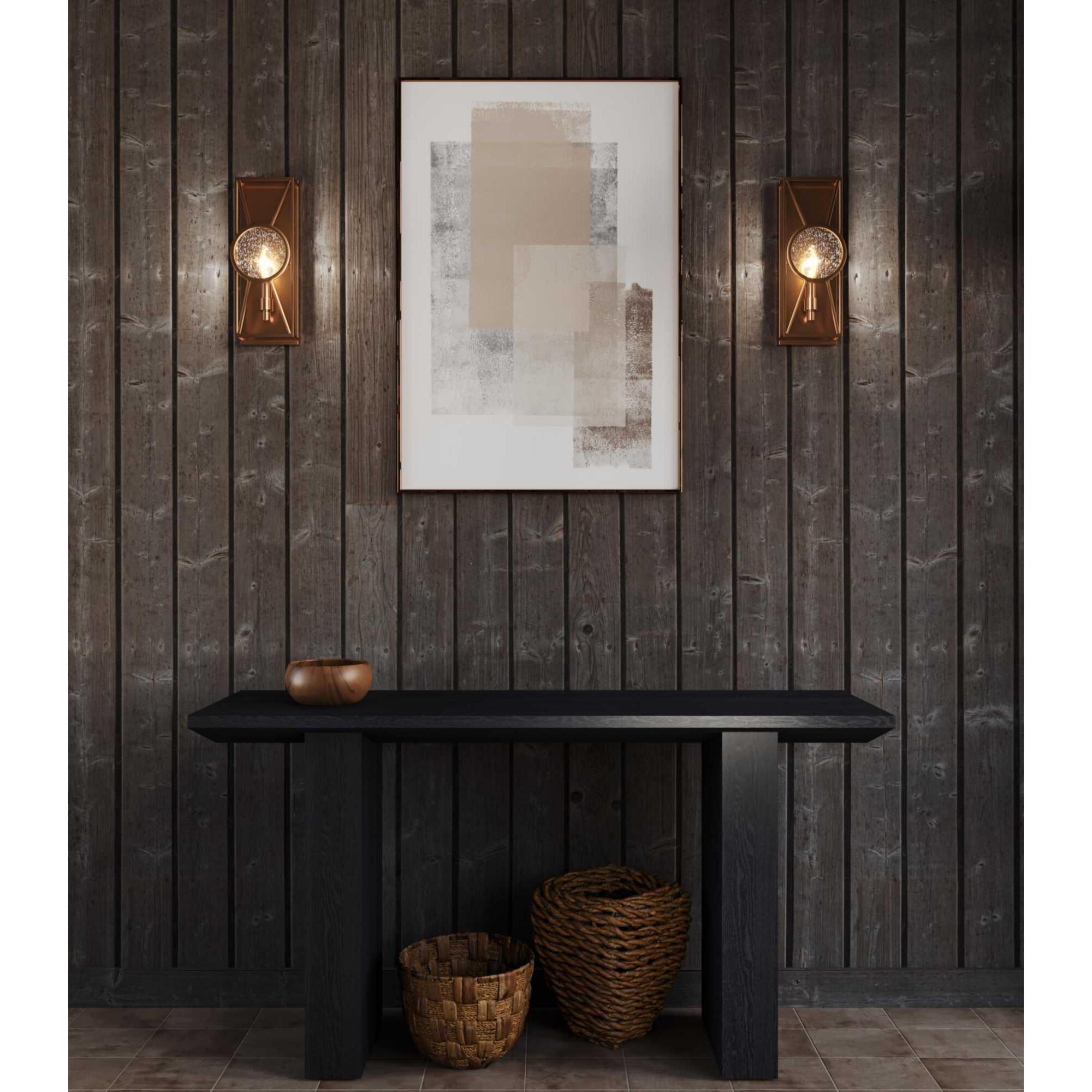 Shown in Aged Bronze finish and Clear Seeded glass