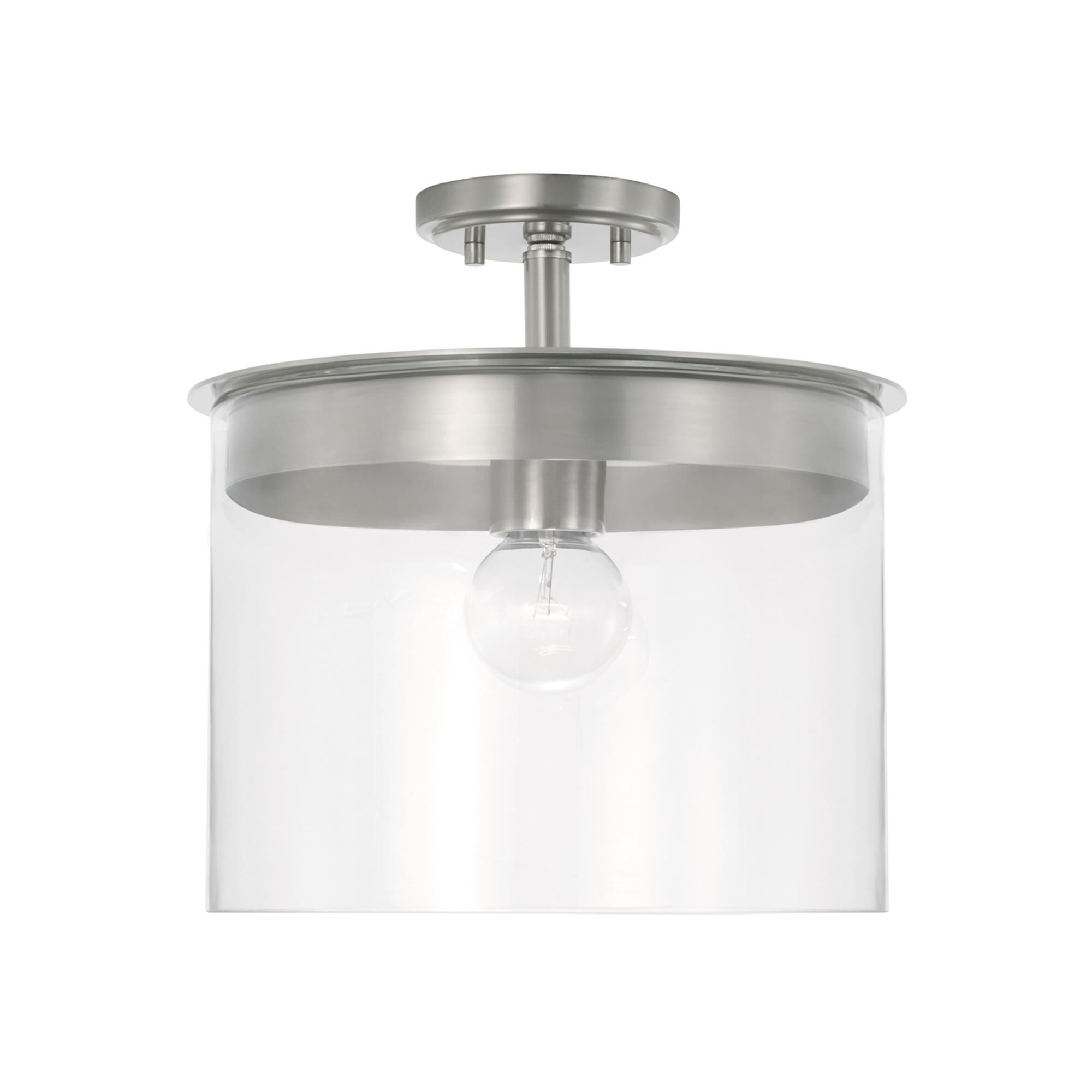 Shown in Brushed Nickel finish and Clear glass