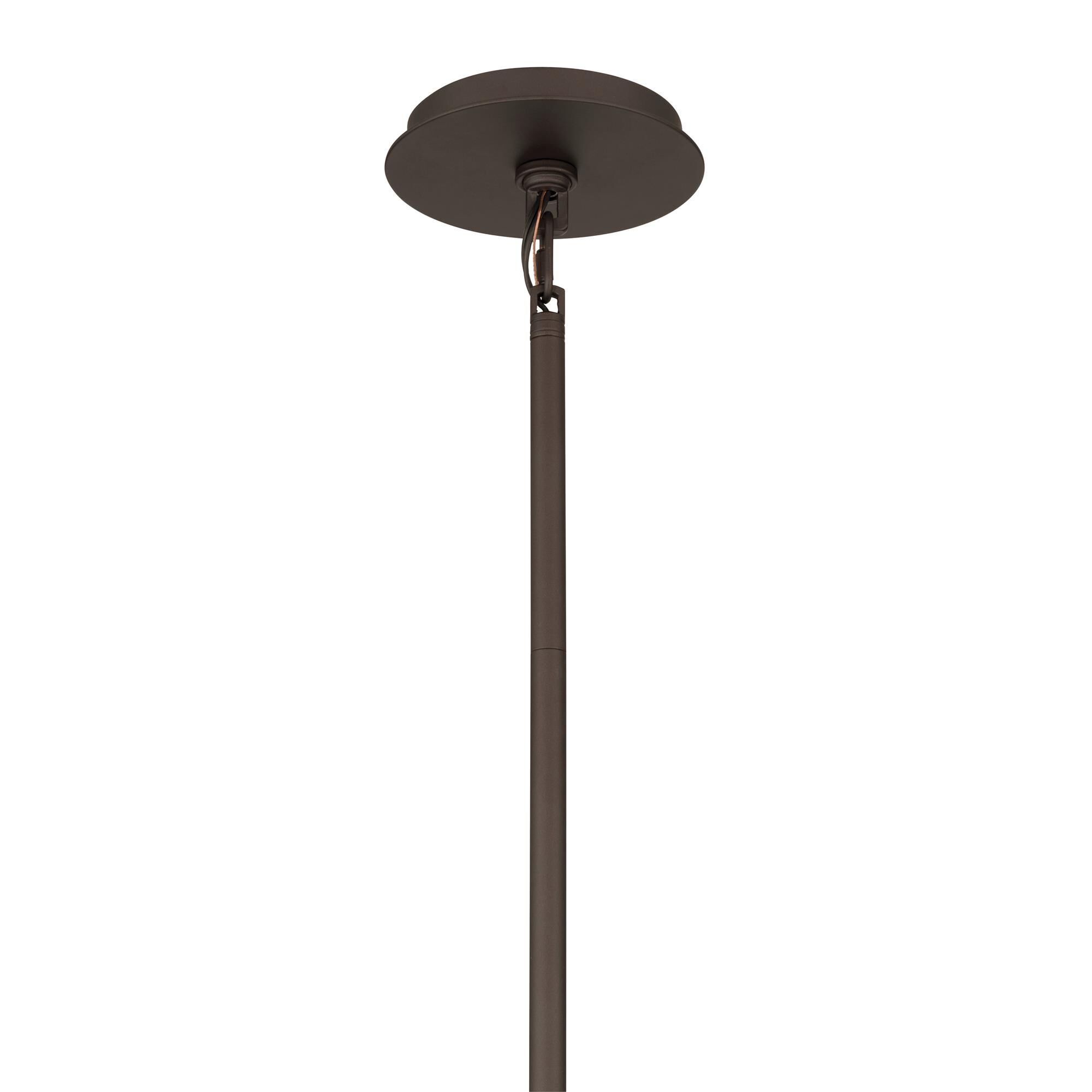Shown in Dark Bronze finish and Clear Ribbed glass