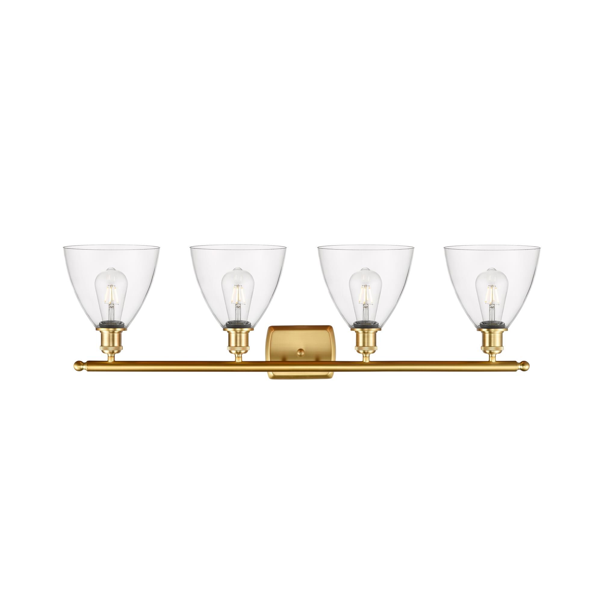 Shown in Satin Gold finish and Clear Ballston Dome glass and No Shade shade