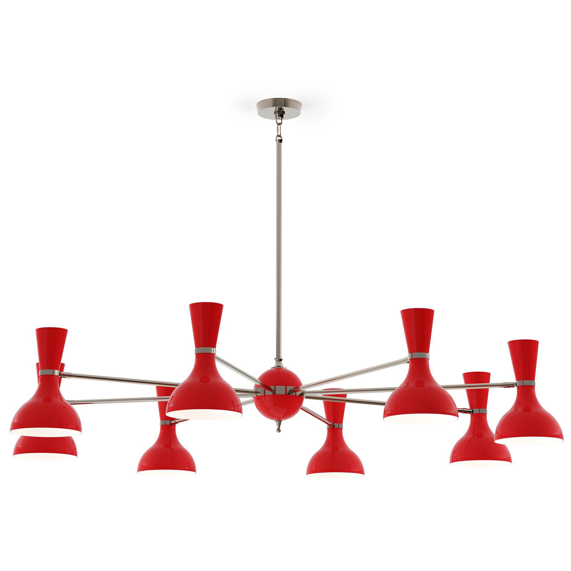 Shown in Polished Nickel finish and Ruby Red shade