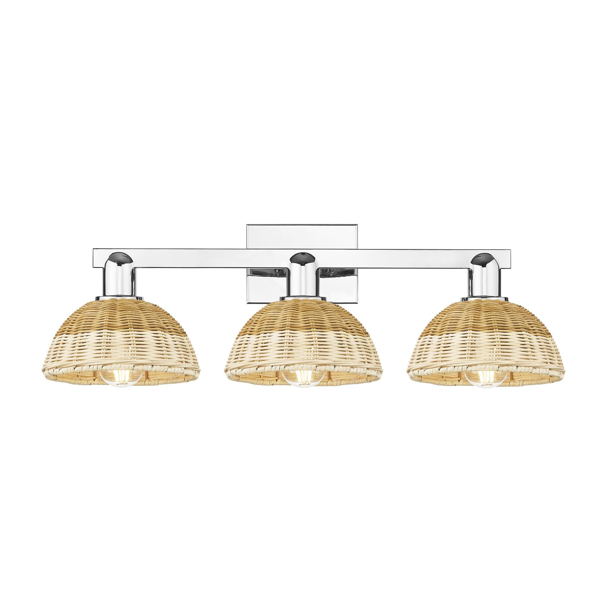 Shown in Polished Chrome finish and Natural Fiber shade