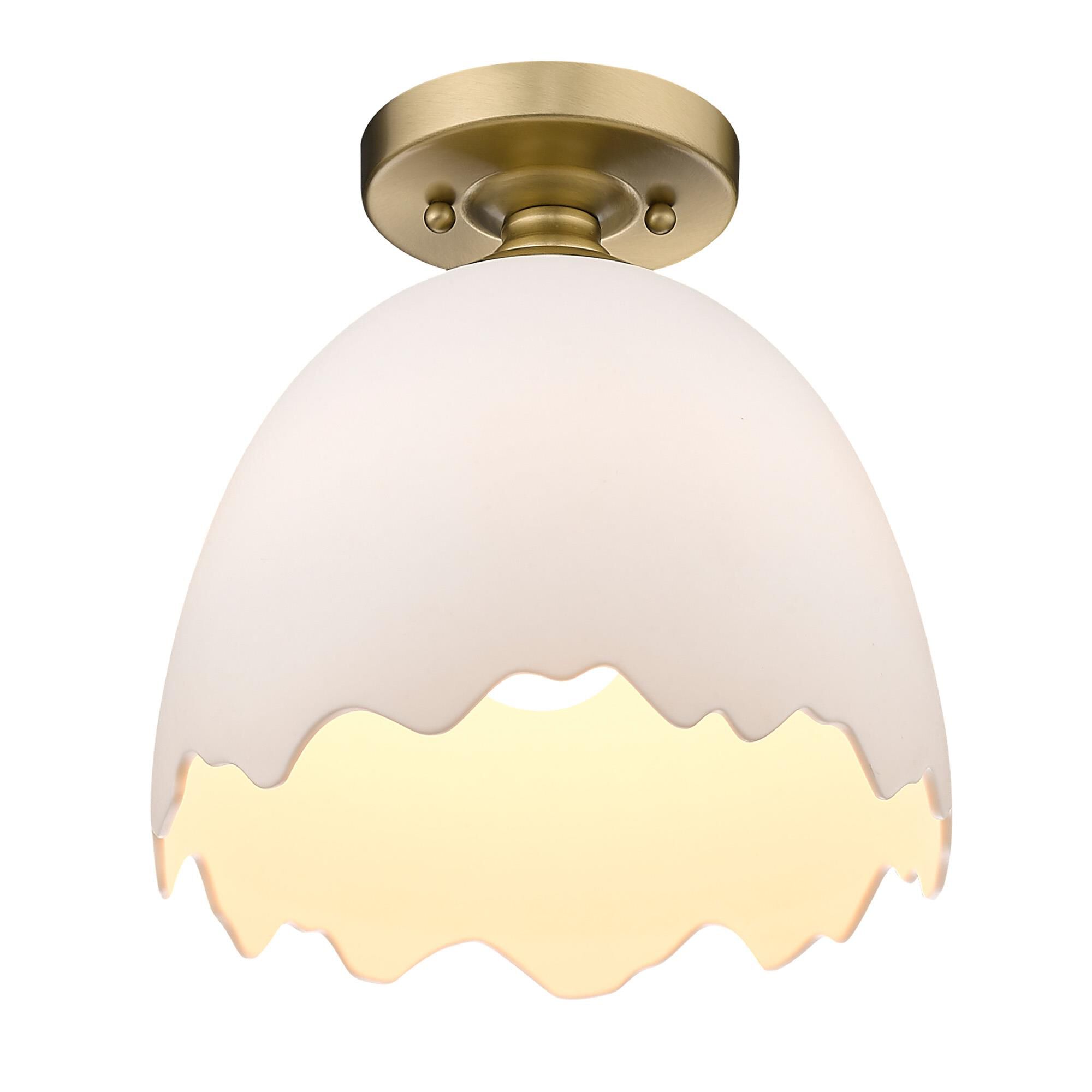 Shown in Brushed Champagne Bronze finish and Porcelain Shade glass