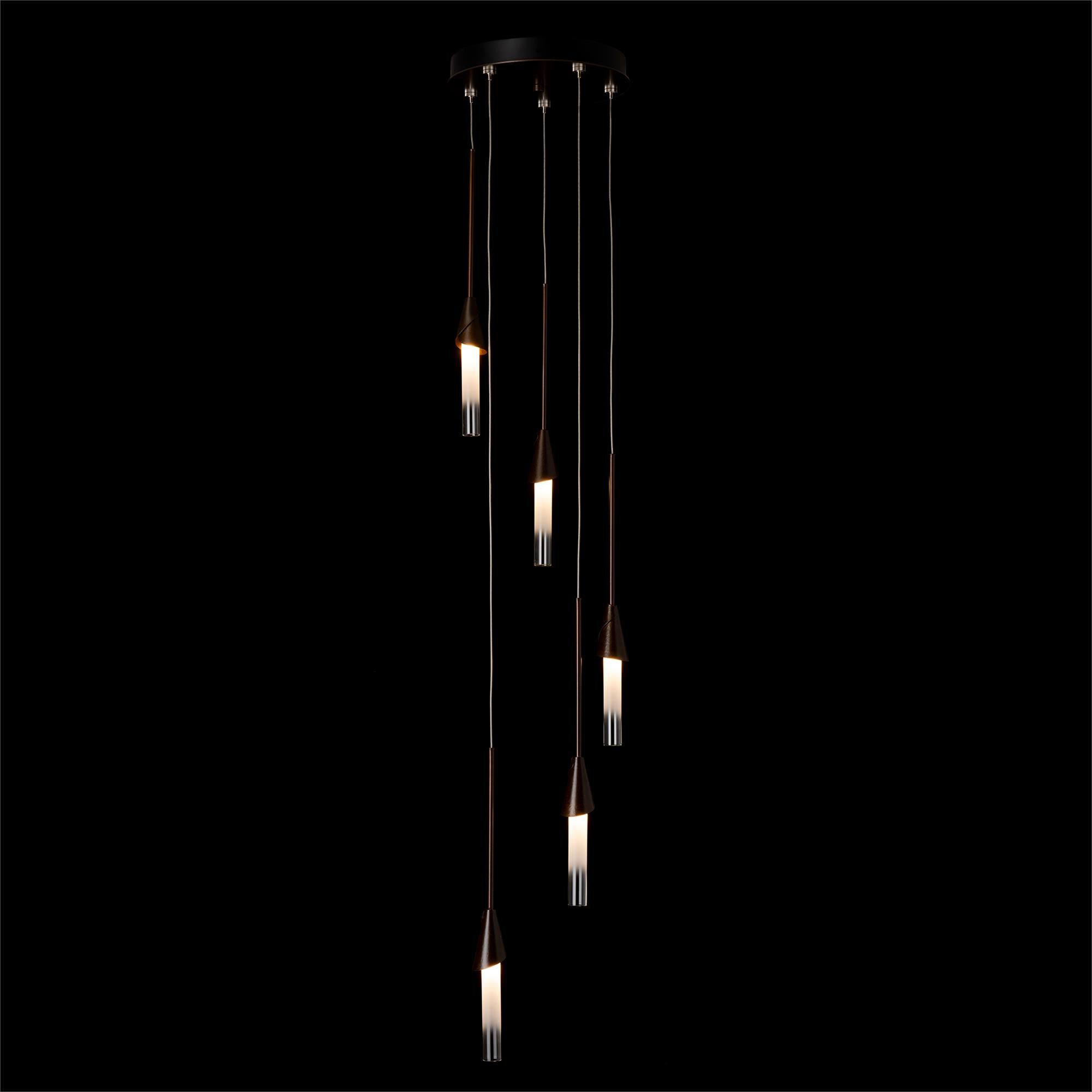 Shown in Bronze finish and Frosted glass