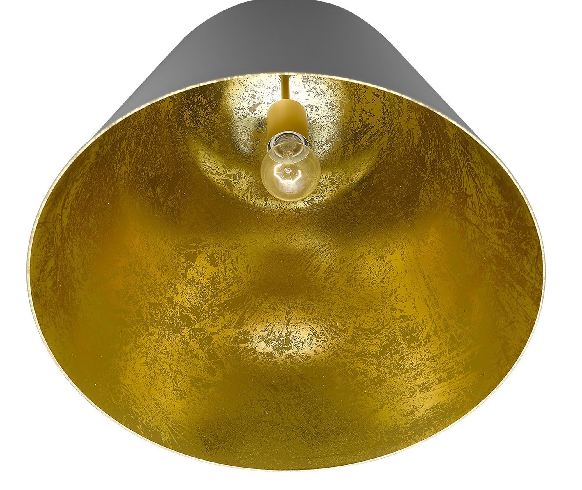 Shown in White finish and White glass and White Metal Cone Shaped  W/ Gold Leaf Interior shade