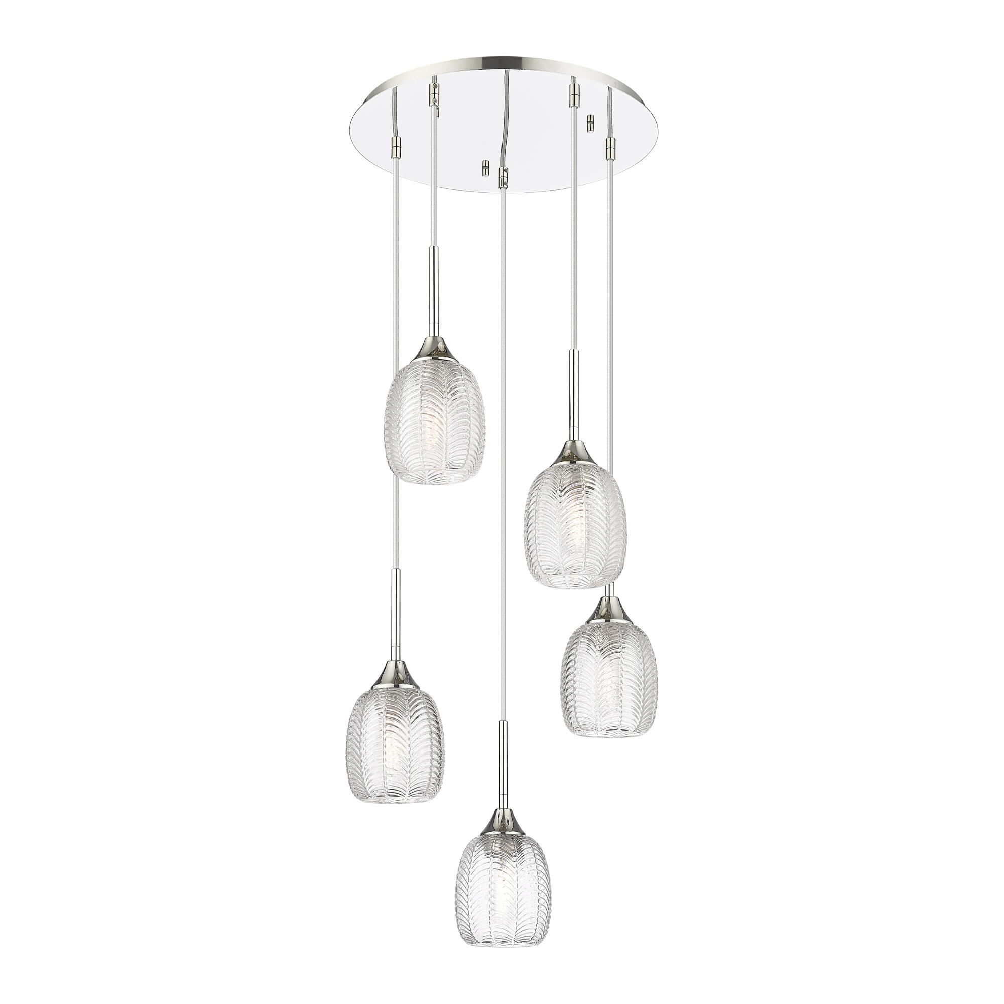 Shown in Polished Nickel finish and Clear shade