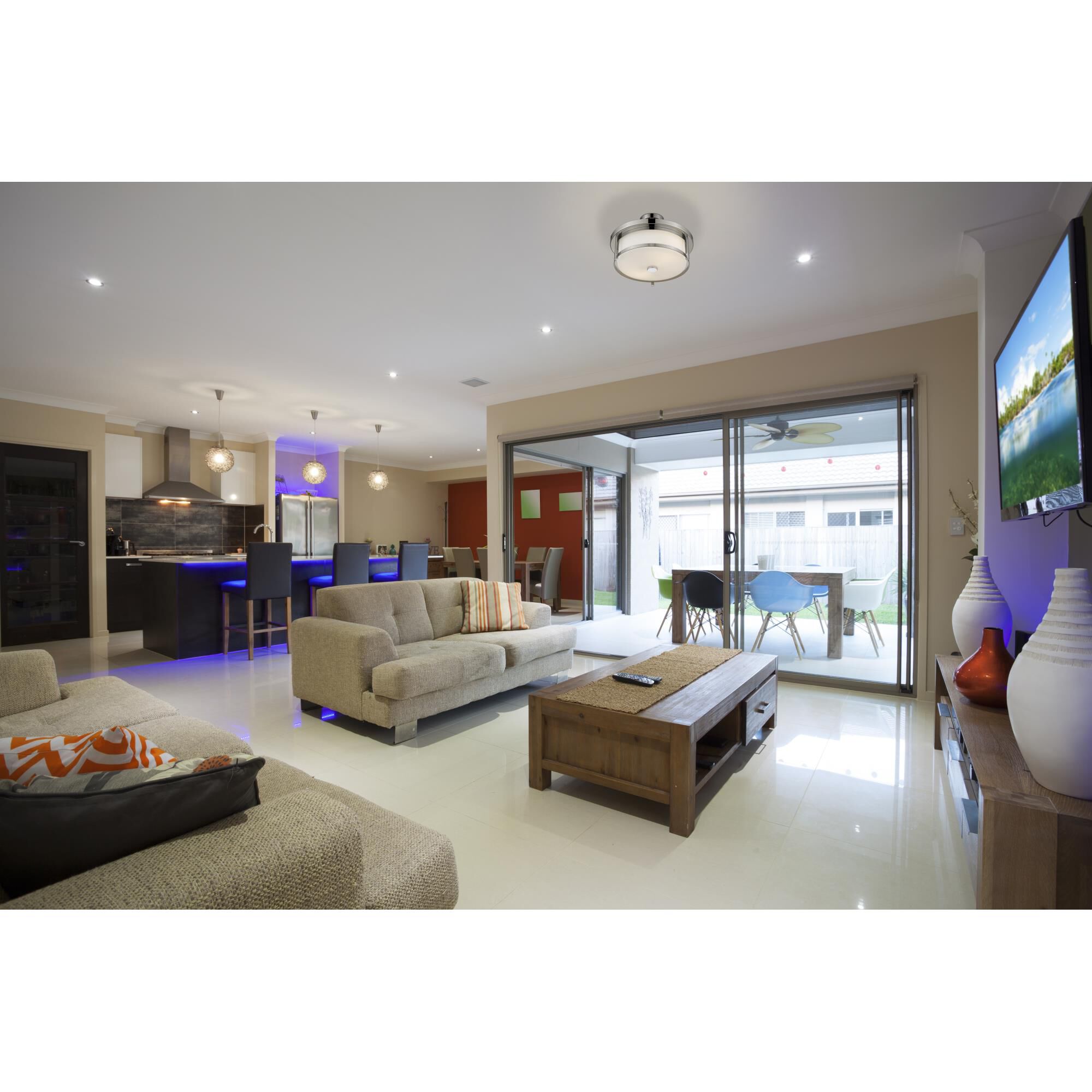 Shown in Chrome finish and Glass shade