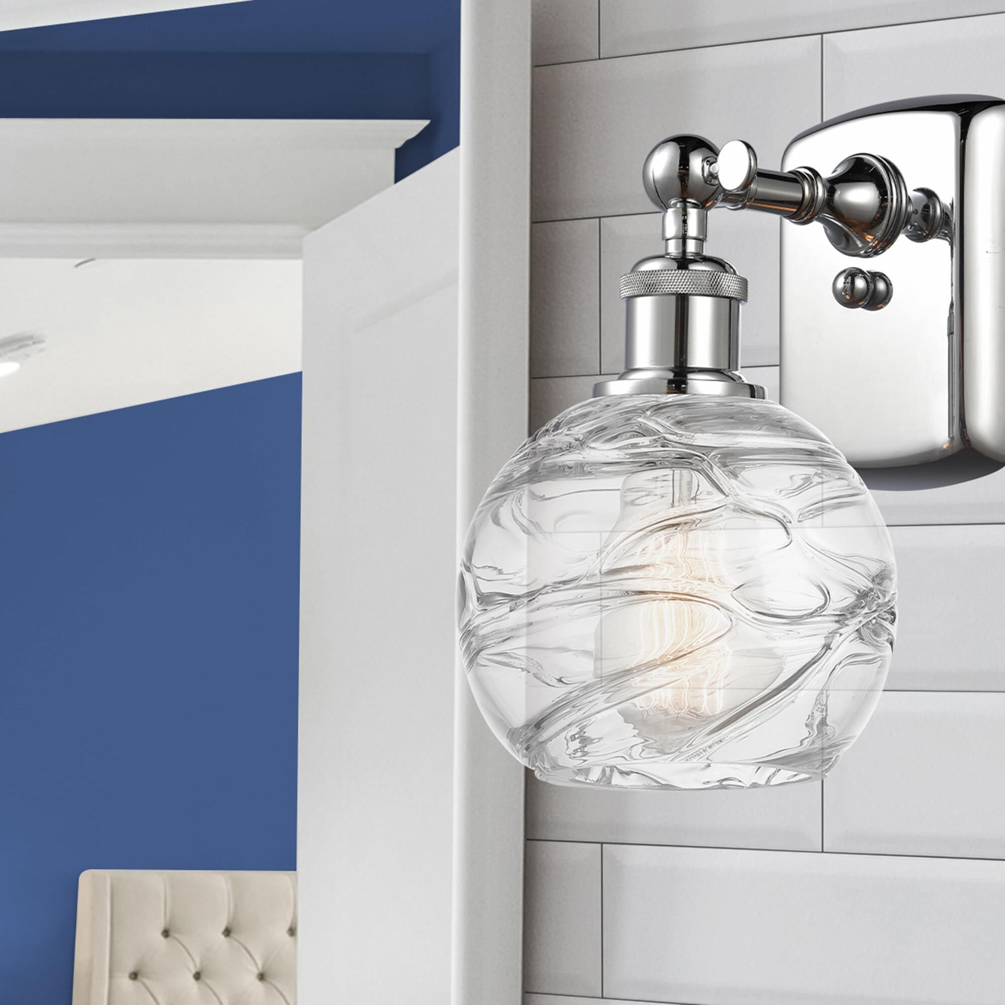 Shown in Polished Chrome finish and Sphere glass and Glass shade
