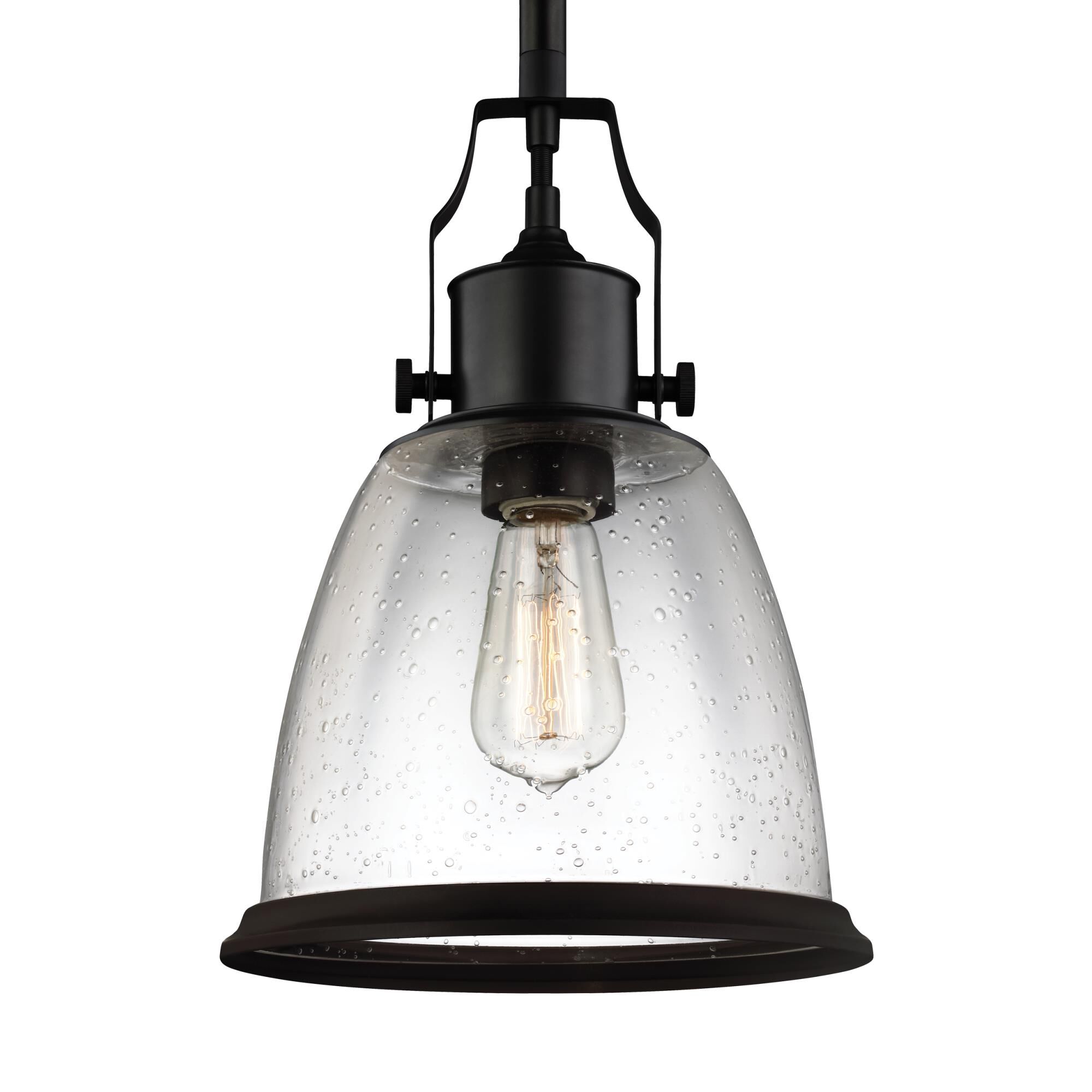 Shown in Oil Rubbed Bronze finish and Clear Seeded glass