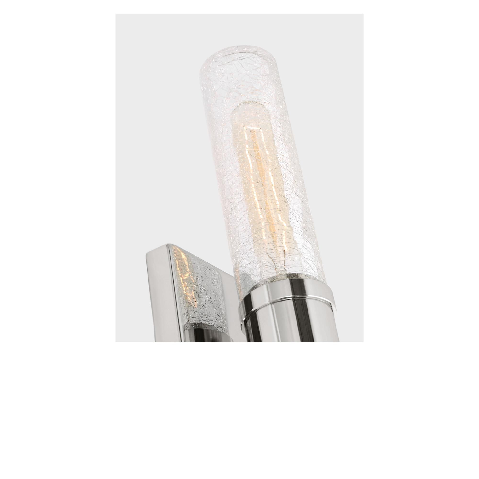 Shown in Chrome finish and Crackle glass