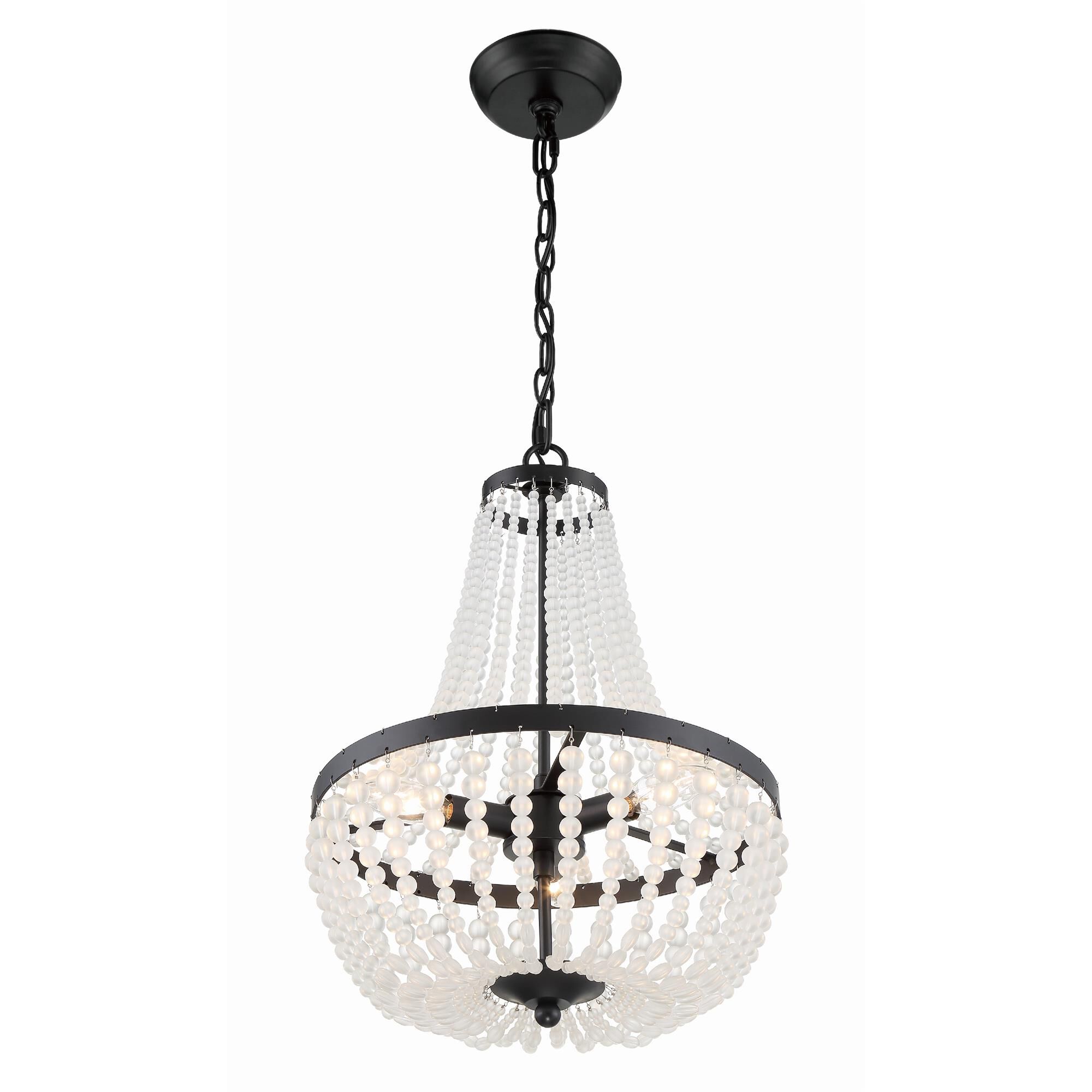 Shown in Matte Black finish and Frosted Glass Beads crystal