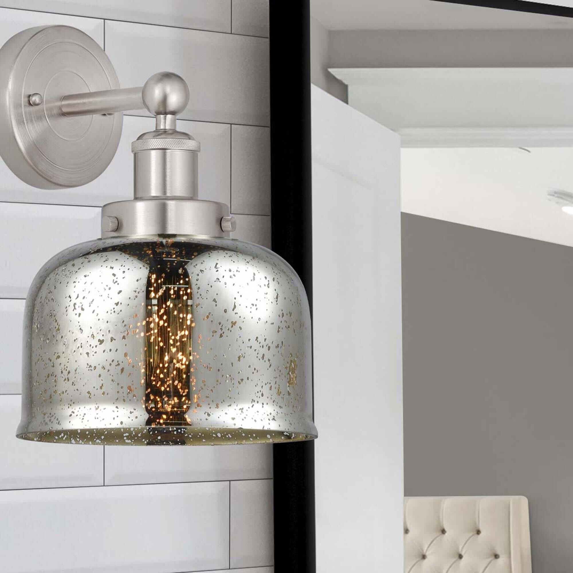 Shown in Brushed Satin Nickel  finish and Mercury glass