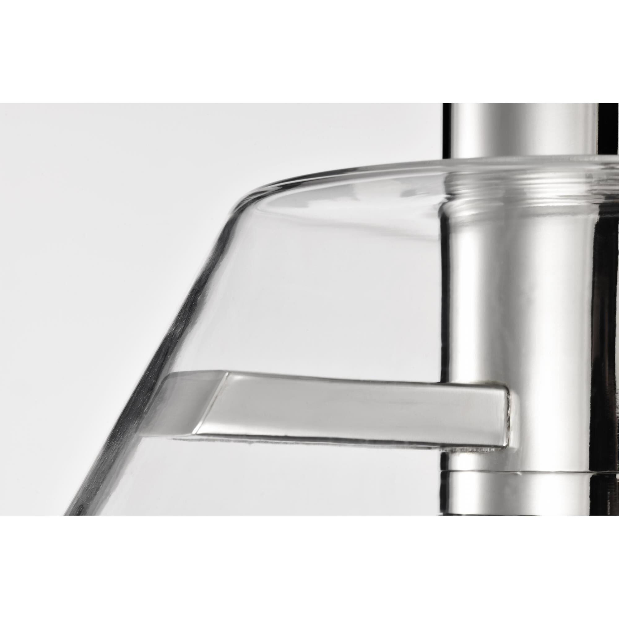 Shown in Polished Nickel finish and Clear glass