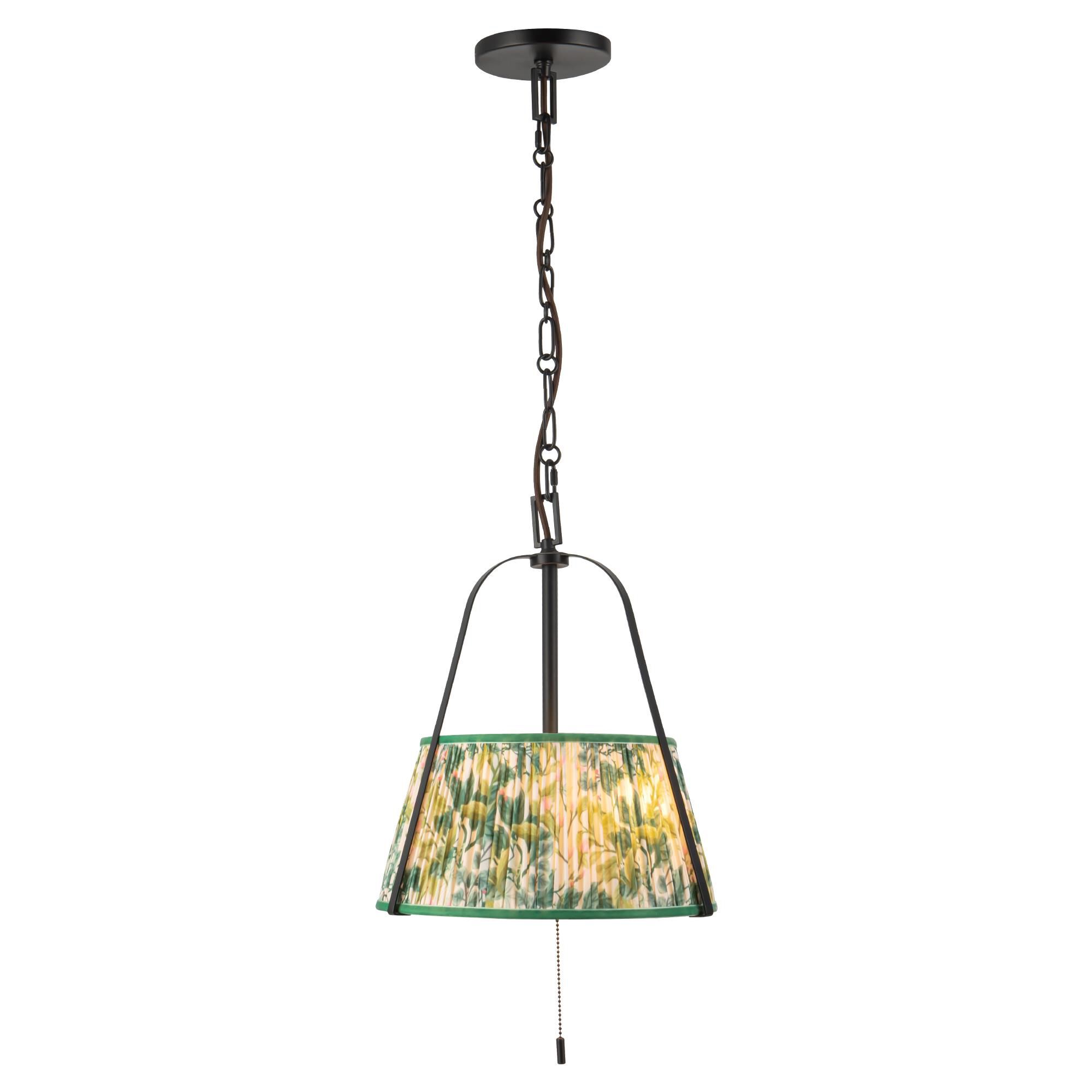 Shown in Matte Black finish and Green Linen shade