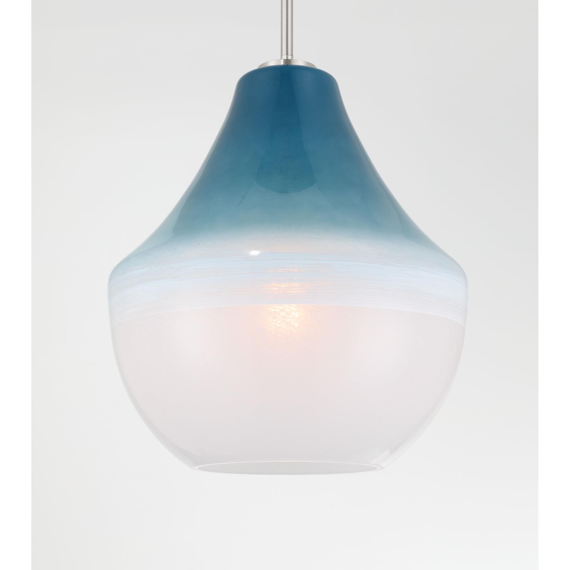 Shown in Brushed Nickel finish and Blue Ombre glass